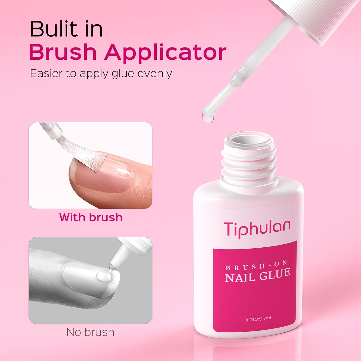 TIPHULAN 42Ml Super Strong Nail Glue for Press on Nails, Acrylic Nails, Nail Tips - Professional Brush on Nail Glue Easy Application, Durable & Long-Lasting Fake Nail Glue, 0.23 Oz for Each Glue(6Pcs) image number 4