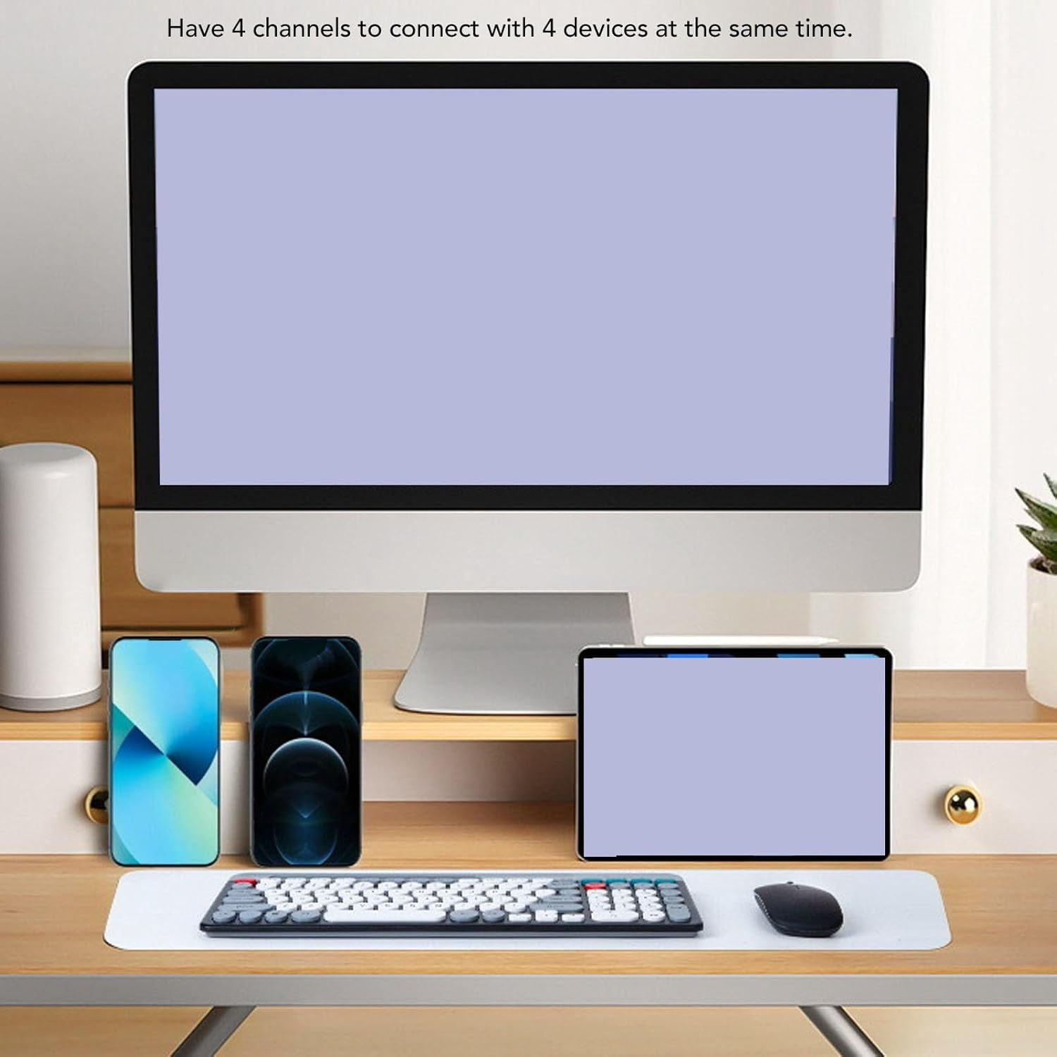 Wireless Keyboard and Mouse Combo, 2.4G Bluetooth Double Mode Retro Style Keyboard with Waterproof Silicone Dust Mat, 400Mah Ergonomic Mouse, for Computer, Laptop (Black)