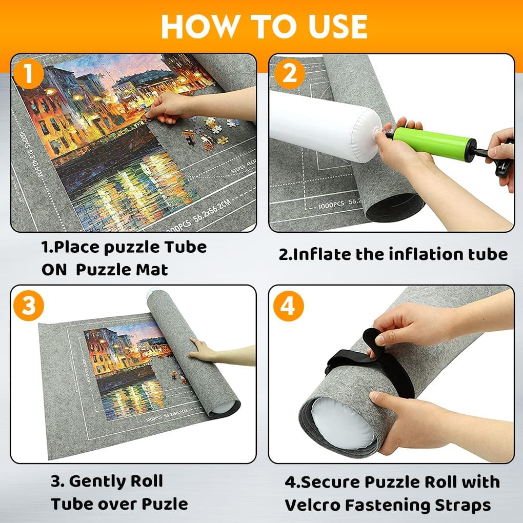 Vivva Jigsaw Puzzle Mat Roll Up,2000Pcs Portable Puzzle Board Puzzle Storage Puzzle Saver, Environmental Friendly Material (Black) image number 6