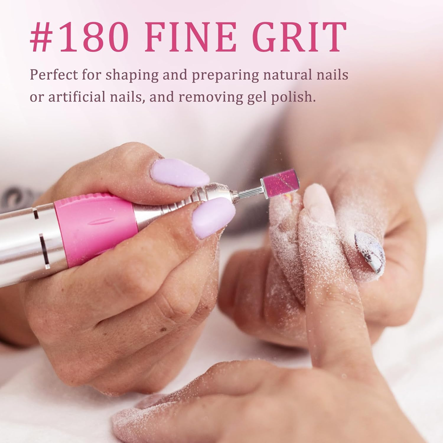 200Pcs Nail Drill Bits Sanding Bands with Nail Drill Bits, Professional Sand Band 180# Fine Grit Nail File Sanding Bands for Acrylic Nails Manicures and Pedicure image number 5