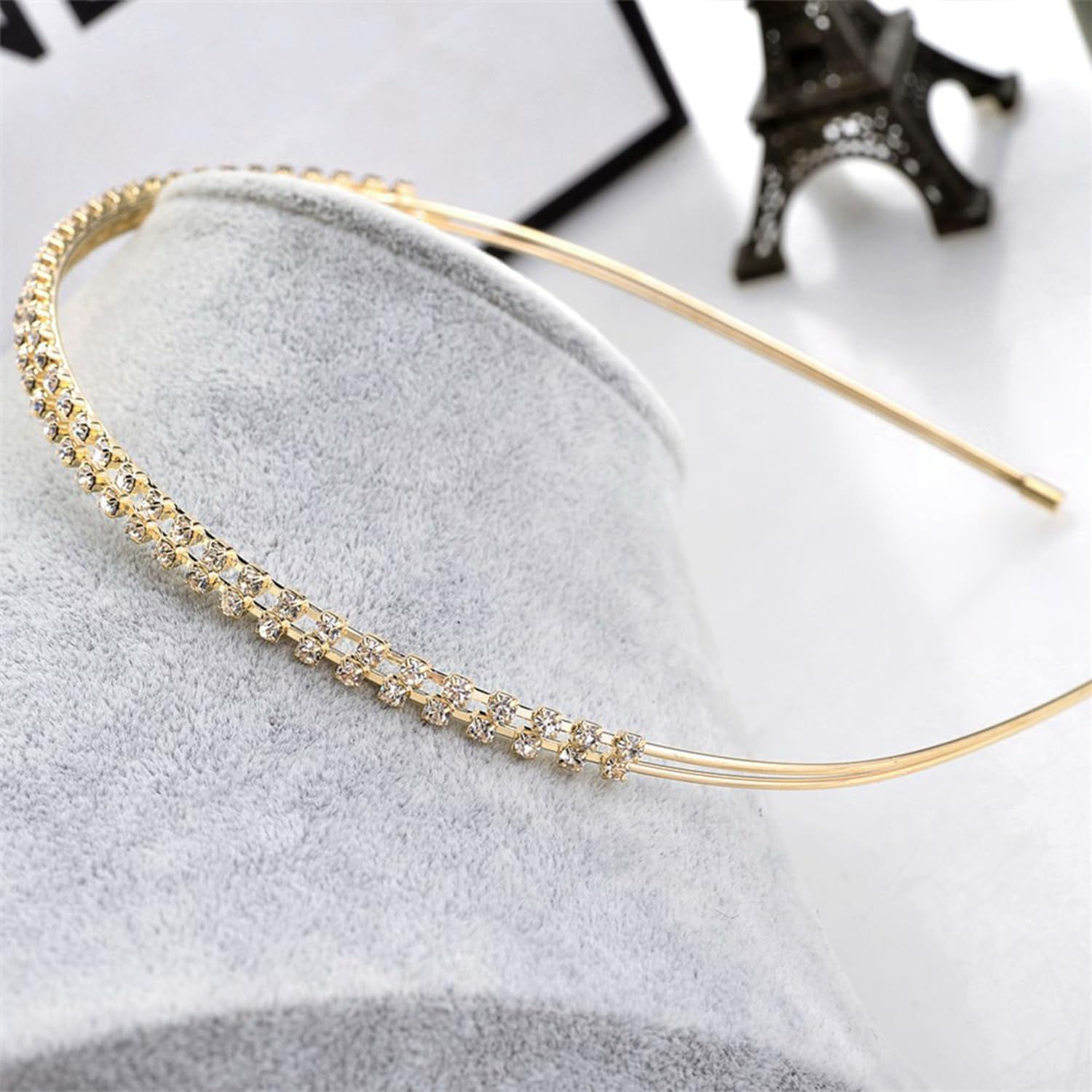 Rhinestone Headband Hair Accessories Silver Bridal Headbands Crystal Headband 2 Pieces Glitter Rhinestone Headbands Hair Crown Tiara Hair Bands Used for Parties, Weddings and Dates image number 5