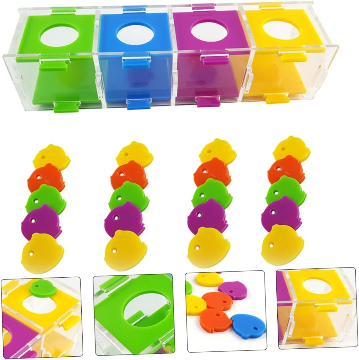 BAZEITFLOW 1Set Color Sorting Parrot Interactive Trick Prop for Bird with Color Coin Box Engaging Puzzle for Parrots Budgerigars Lovebirds image number 6