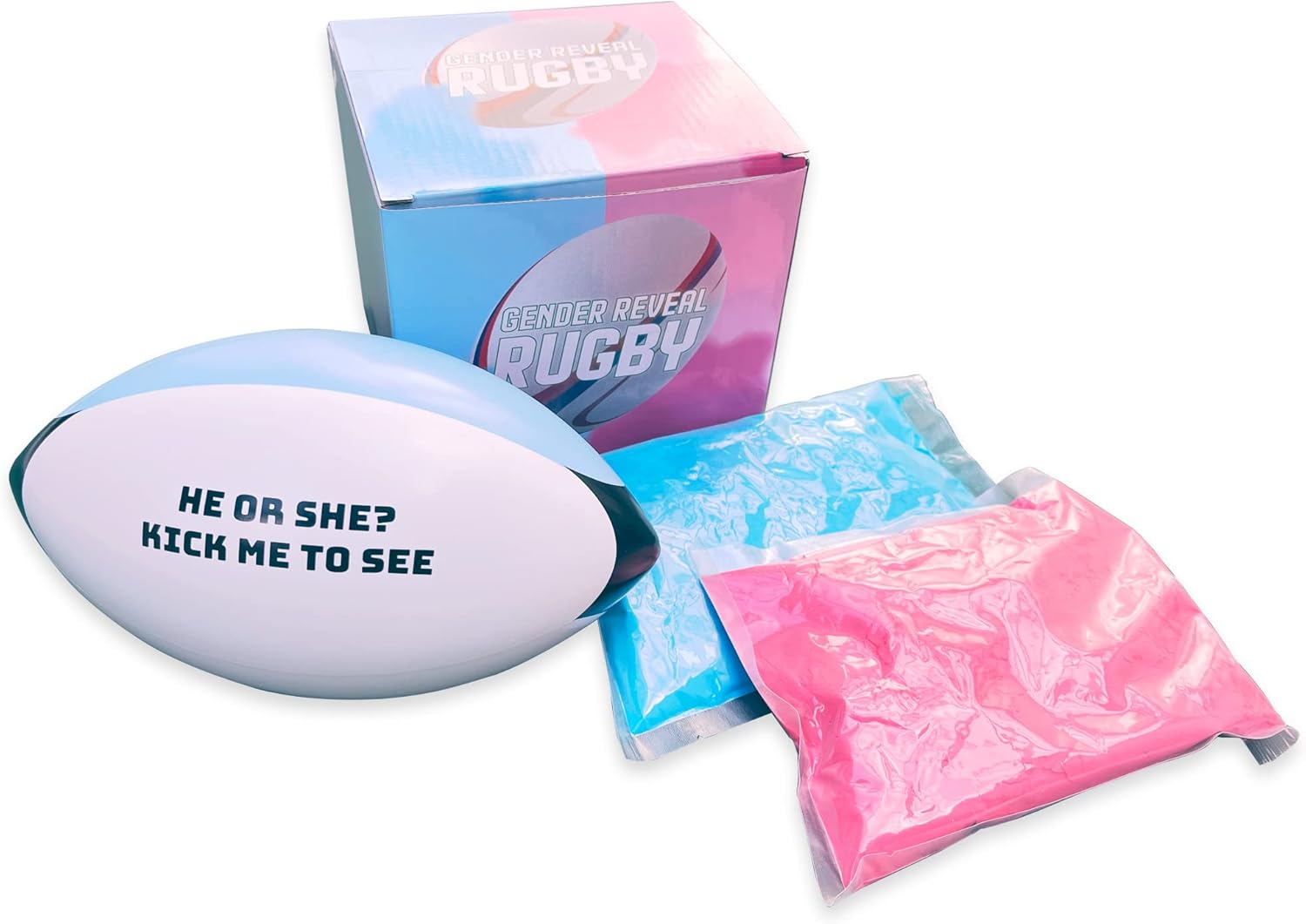 Sass Party & Gifts Gender Reveal Exploding Rugby Ball - Includes Blue and Pink Powder - Perfect Reveal for Rugby Fan