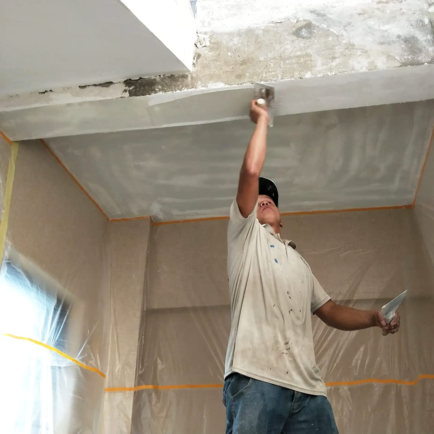 LLPT Tape and Drape Pre-Taped Masking Film 106.3&rdquo;(Unfolded) X 66 Ft Each 2 Pack General Painters Plastic Drop Cloth for Auto Wall Furniture Painting Spraying from Dust Contamination (MFT2702) image number 6