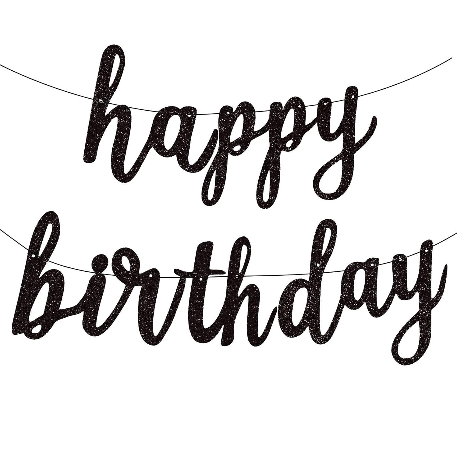 FECEDY Black Happy Birthday Alphabet Banner for Birthday Party Decorations