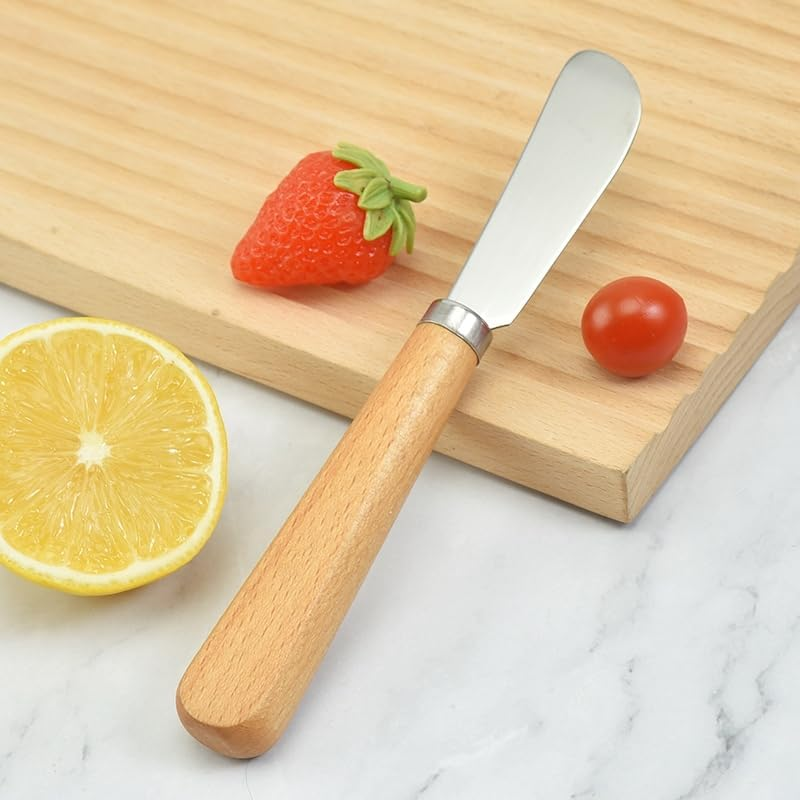 Lacusmare Butter Knives Set of 2, Wood Handle, Durable Stainless Steel Blade, Butter Knife for Smooth Spreading Butter Cream Cheese Jam, Ideal for Bagels, Sandwiches, Butter Knife Spreader 7 Inches image number 3