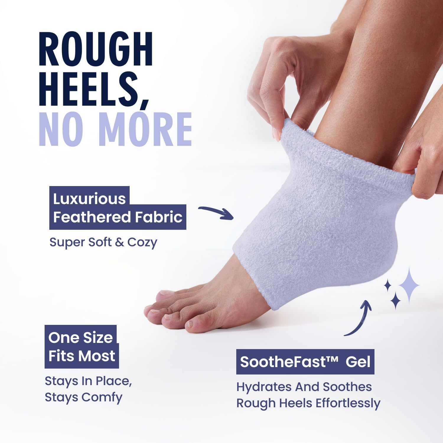Dr. Frederick'S Original Moisturizing Fuzzy Heel Socks - 2 Pairs - Cozy Gel-Lined Sleep Socks for Women & Men - Soothes Dry, Cracked Feet - Heel Repair - Lilac Leisure - Blue Haven image number 7