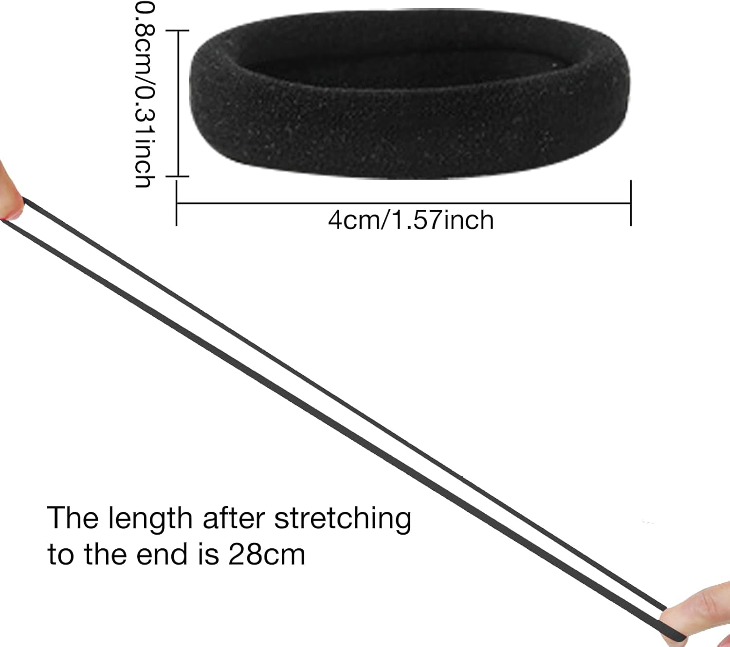 SWYSGS 40 Hair Bobbles Black - Premium Rubber Bands Hair Bands - Elastic and Cotton - Rubber Bands for Women and Girls Bun - Hair Band Ponytail Rubber, Black image number 3