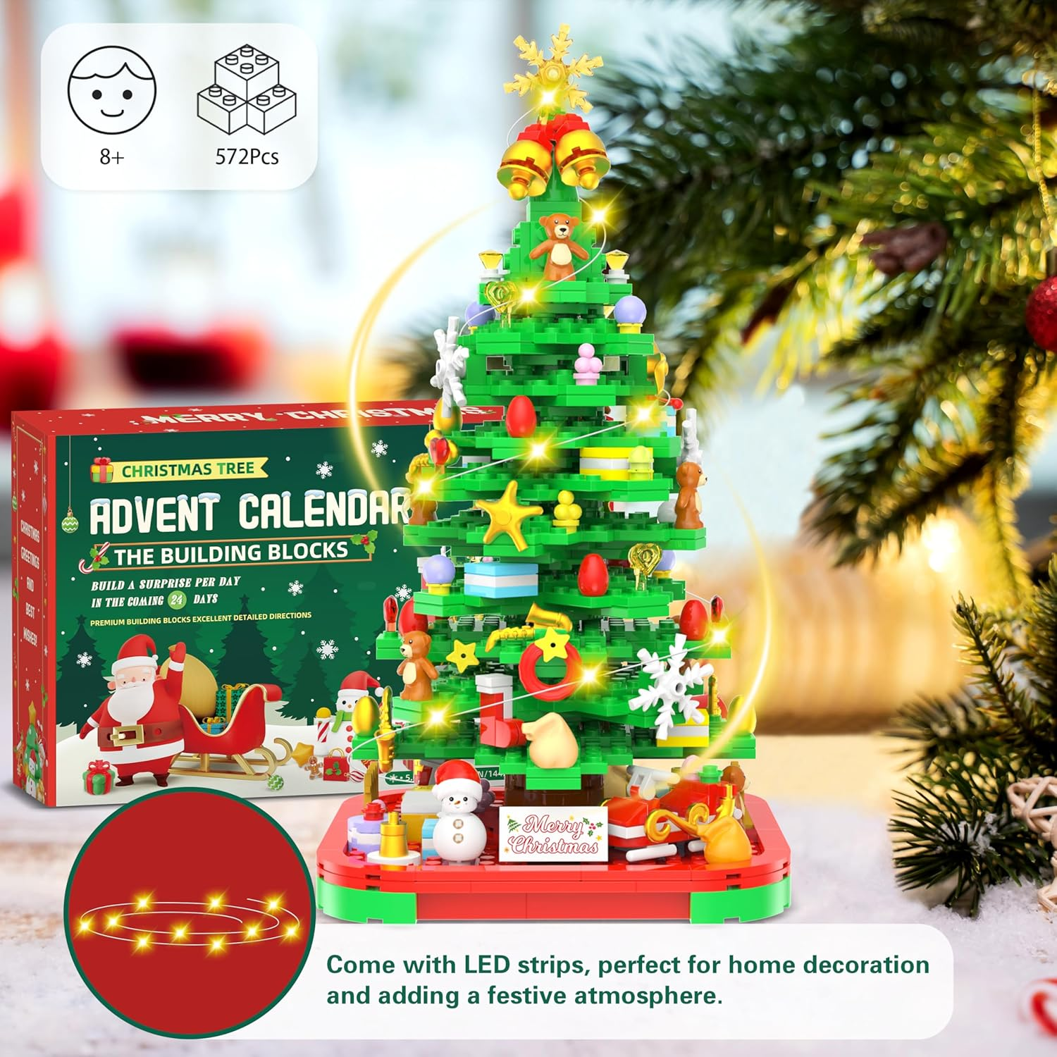 Advent Calendar 2025 Building Blocks Kit - Christmas Tree, 24 Days Countdown Toys Building Set with Light, Christmas Tree Building Toys XMAS Gifts for Kids Adults image number 3