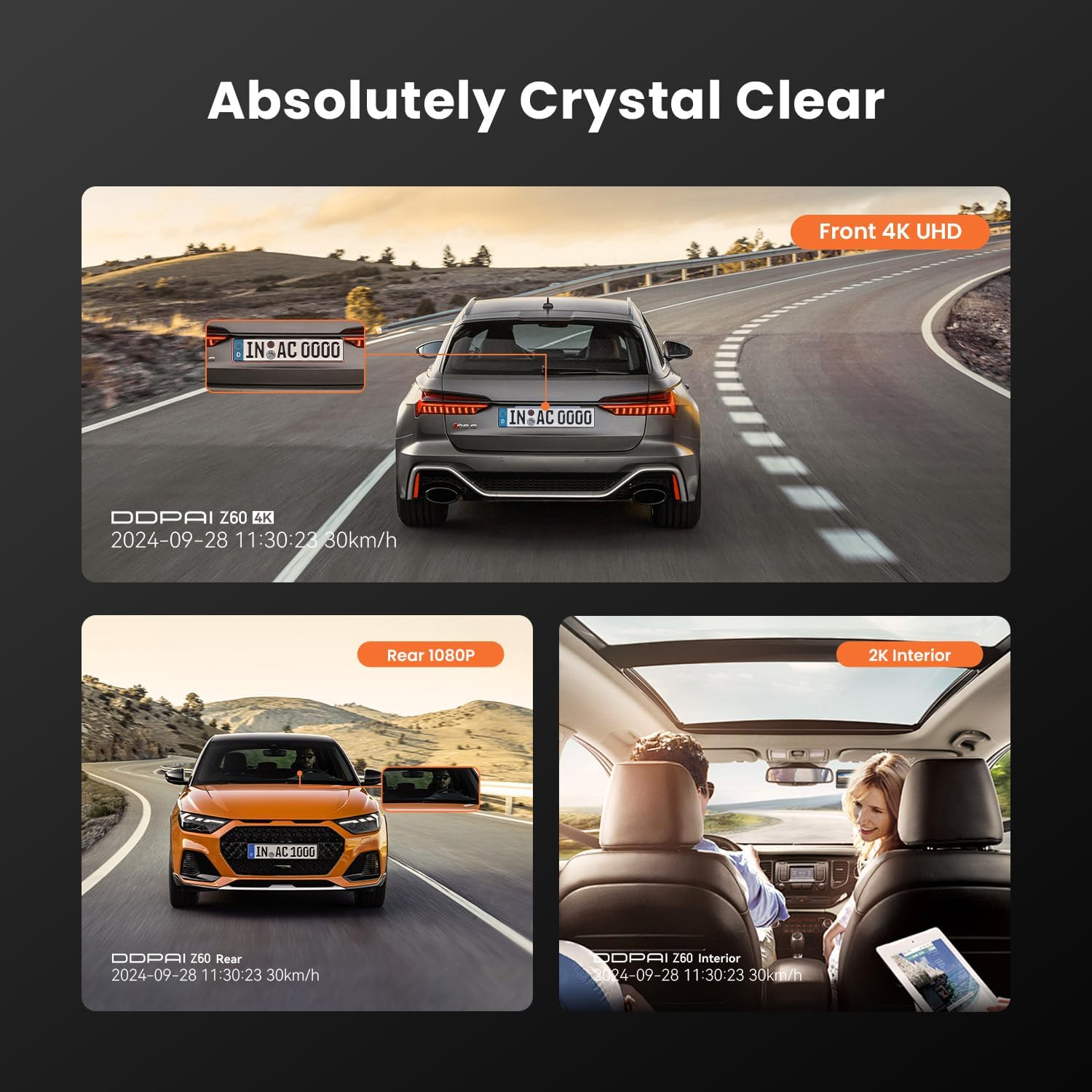 DDPAI 3 Channel 2160P+1440P+1080P Front Rear and inside Dash Cam Dashcam with Start Reminder Night Vision 5G Wifi APP Control Extended 24 Hours Parking Monitor Support 512GB TF Card, Z60 &Pi;link image number 5