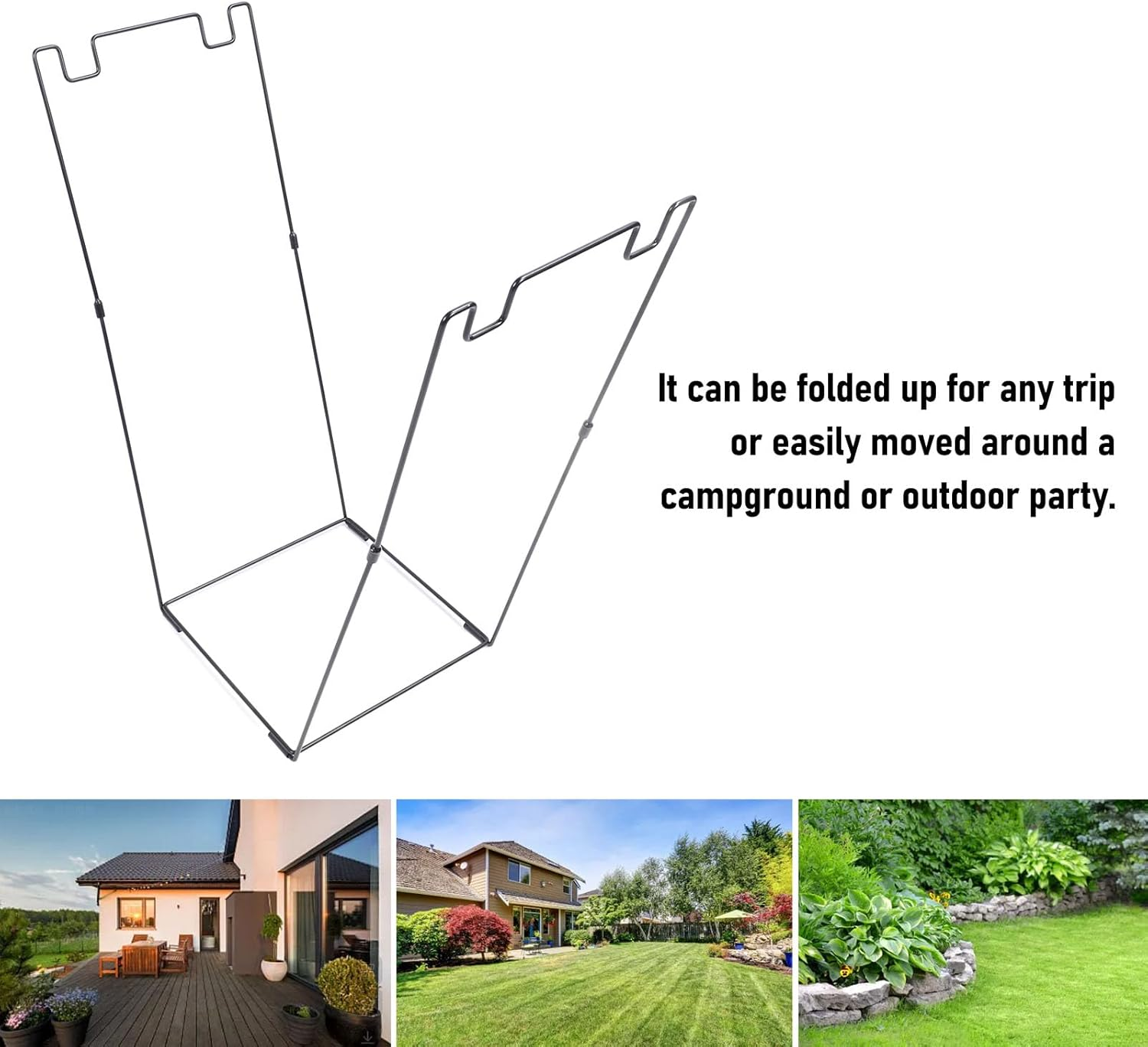 Metal Trash Bag Holder, Outdoor Leaf Bag Support Stand, No Assembly Needed, Holds for 30-45 Gallons Bag, Garden Garbage Bag Holder Frame for Camping Yard Parties