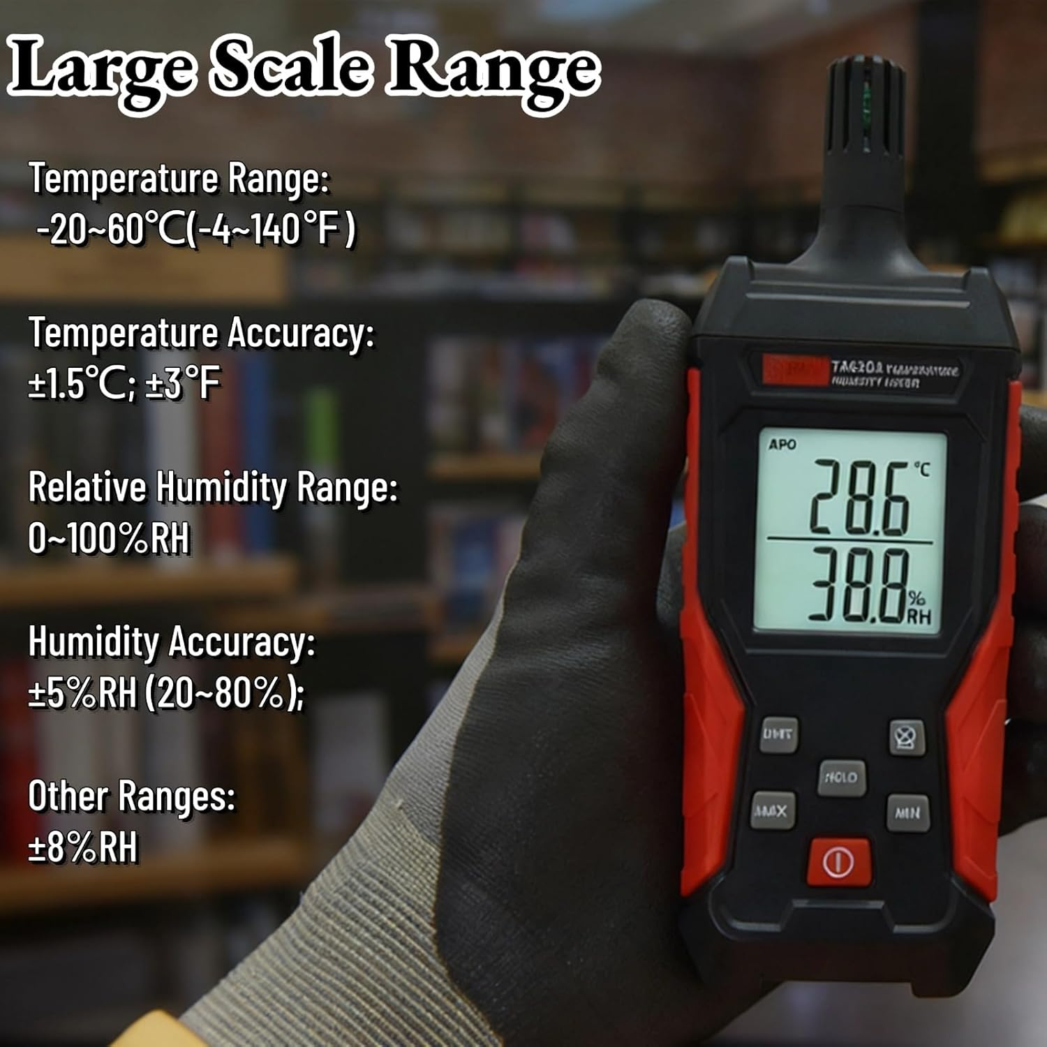 TP260A Temperature Humidity Meter, High Accurate Reading Digital Hygrometer with Ambient, Relative Humidity, Dew Point, Wet Bulb Thermometer image number 6