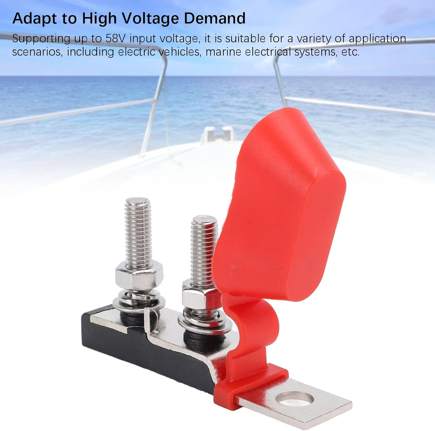 Dual Terminal Fusess Block, Marine Rated Battery Fusess MRBF Fusess Holder, DC58V M8 Double Studs MRBF Fusess Holder for Car Marine Boat RV, Automotive Replacement Fusess Holders image number 6