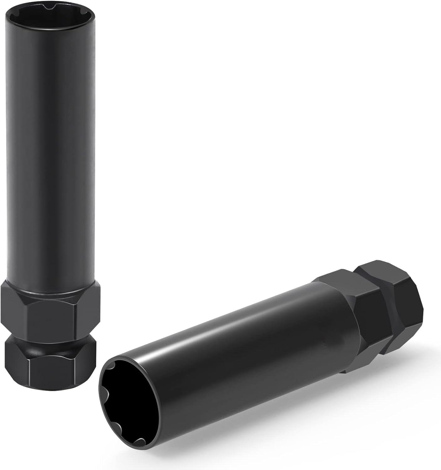 IONPSHG 2 Piece 6 Spline & 7 Spline Tuner Socket Key Tool Lug Nuts Replacement Socket Wheel Lock Replacement Aftermarket Wheels Works with 17Mm and 19Mm (3/4) Hex Sockets (Thin Wall 20.5Mm Diameter)