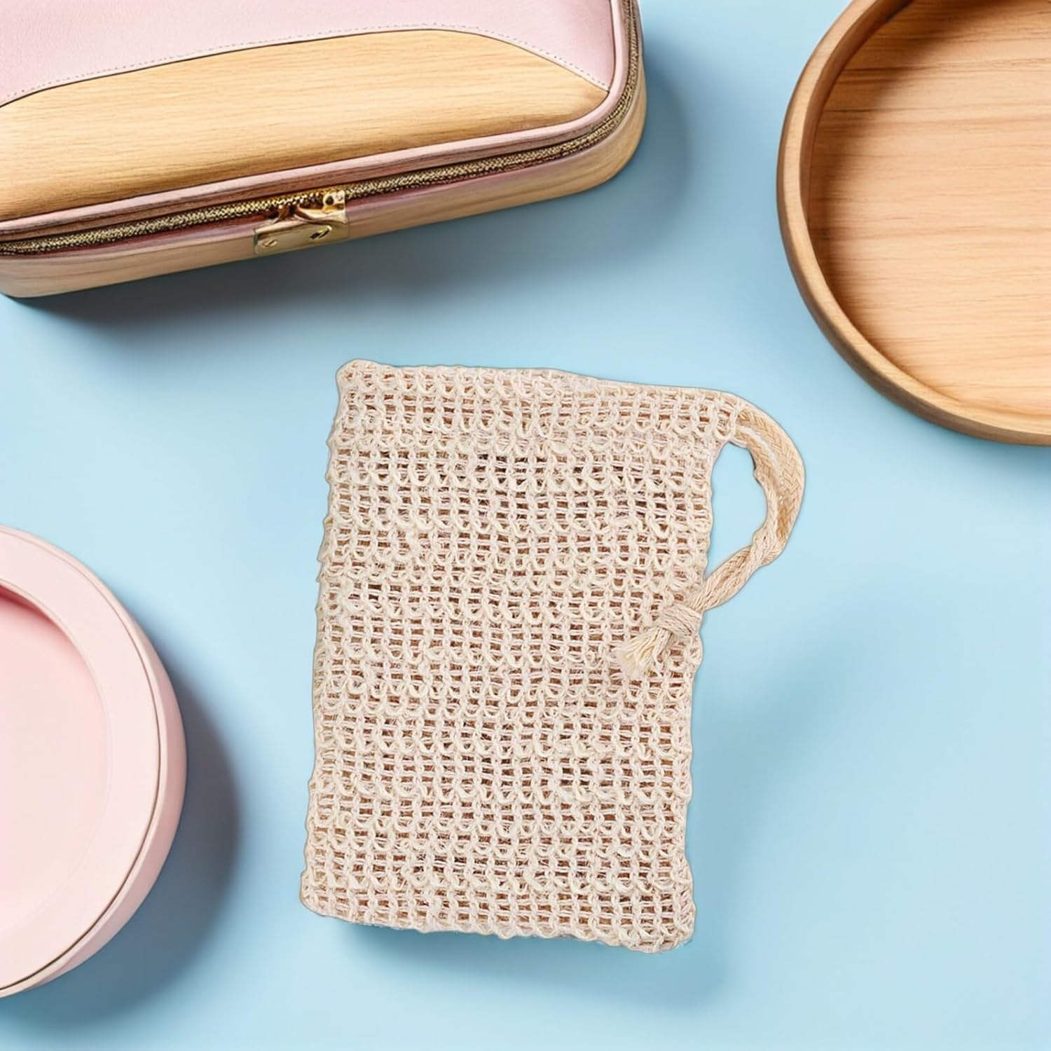 WOONEKY 10Pcs Soap Saver Mesh Bags for Shower and Facial Care Exfoliating Foaming Net Pouch with Drawstring Reusable Quick-Dry Body Scrub Soap Holder for Efficient Cleansing and Pore image number 6