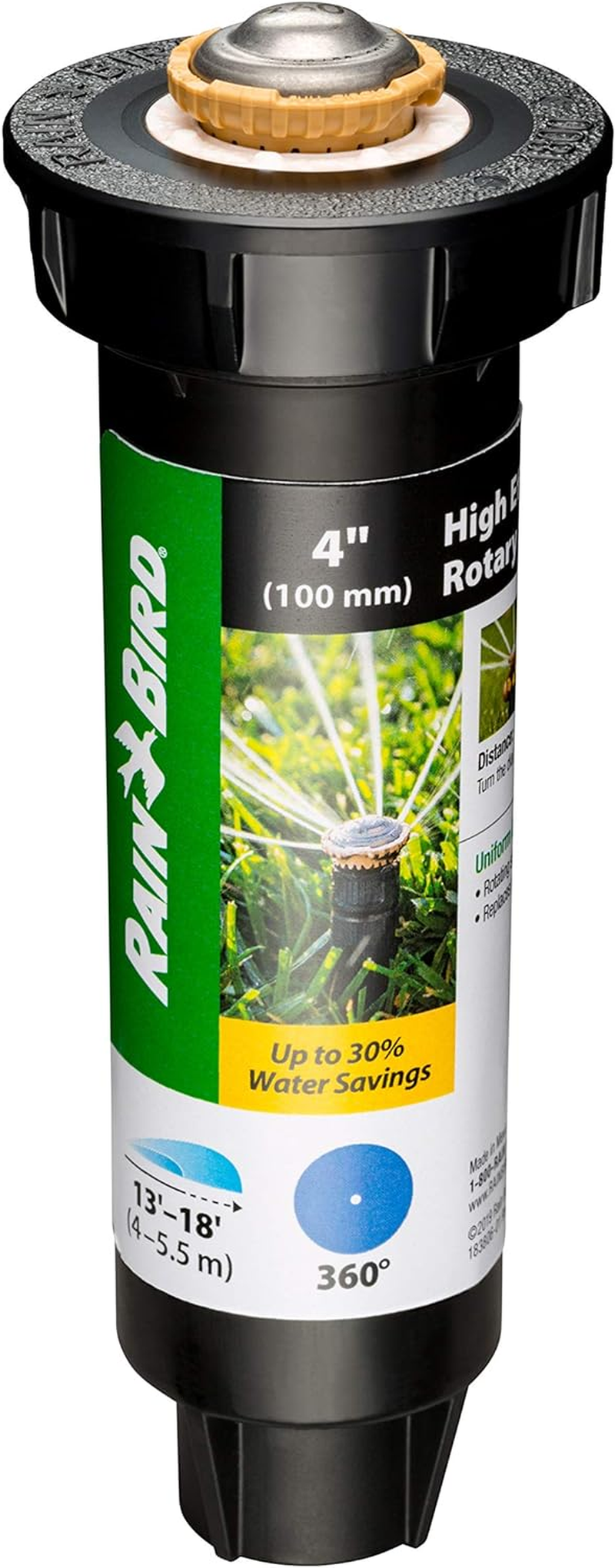 Rain Bird 12SAFPRO High-Efficiency Pro Rotary Sprinkler, 360&deg; Full Pattern, 13' - 18' Spray Distance, 4" Pop-Up Height image number 5