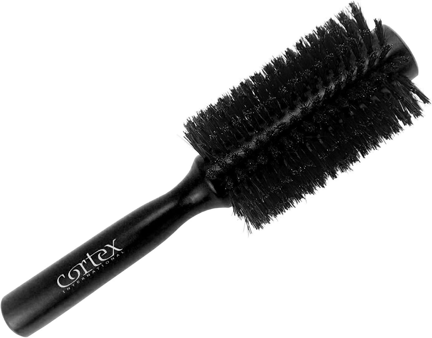 Cortex Professional 100% Boar Bristle round Hair Brush, for Women and Men, for All Hair Types, Natural and Soft Hair Brush - Black Wood 2.4" image number 4