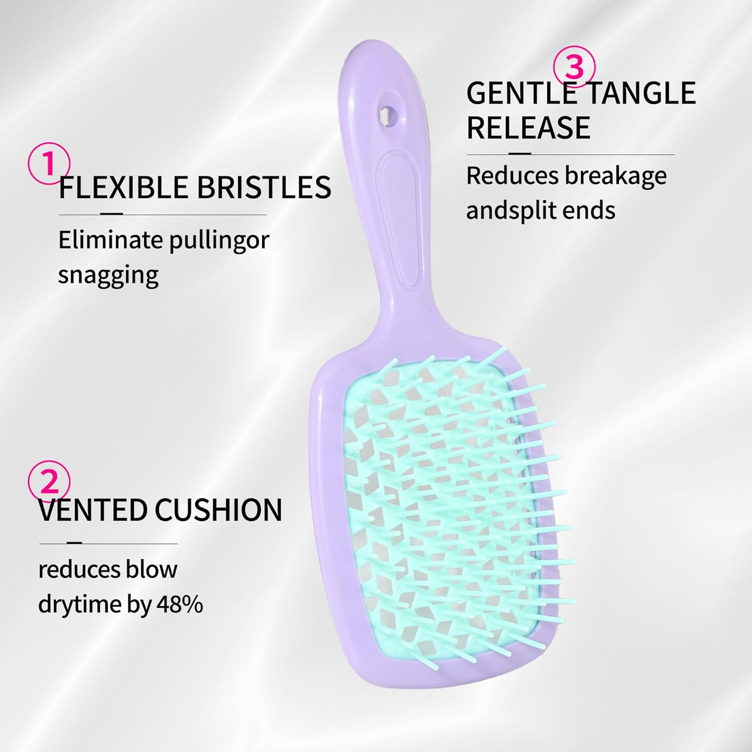 Detangling Hair Brush Wet & Dry Vented Detangling Hair Brush Vented Wet Hair Brush for Women Glides through Tangles Heating Brush for Wet, Thick, Curly, Straight Hair image number 4
