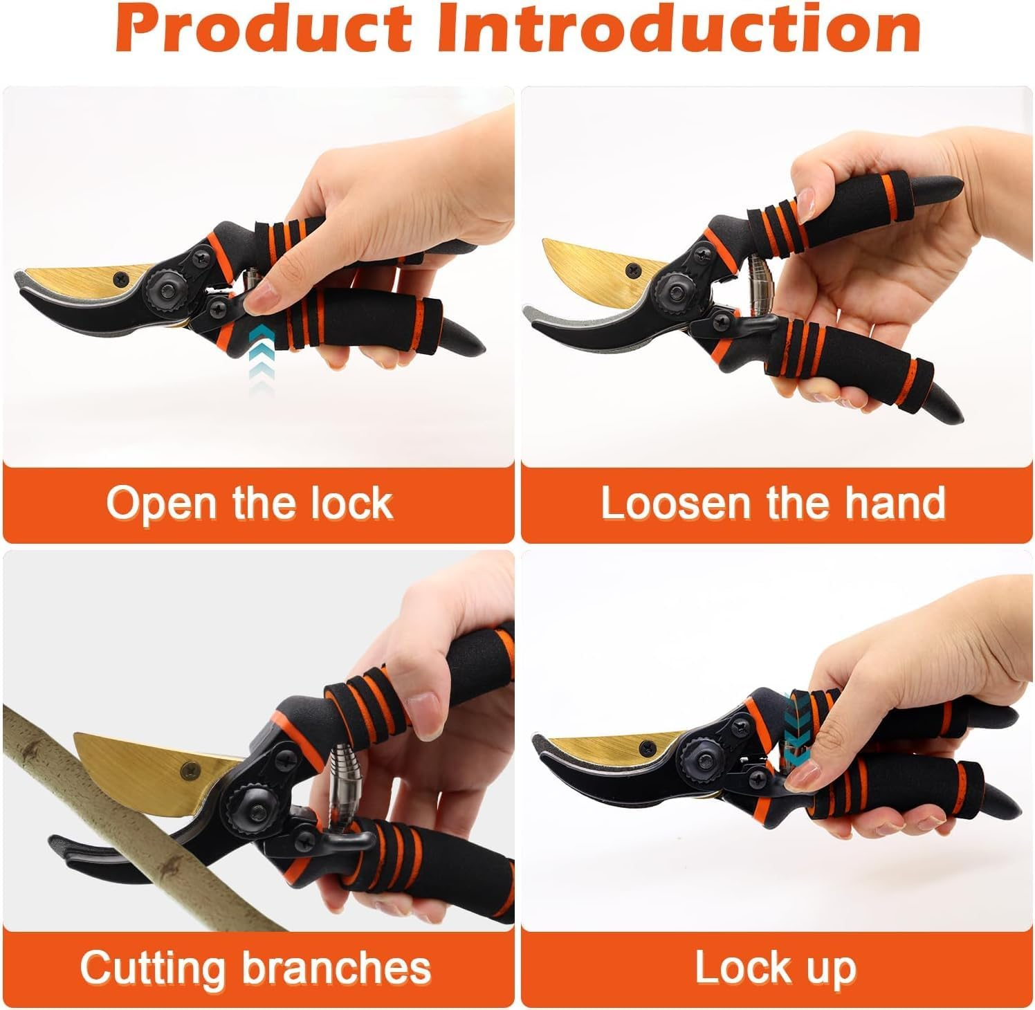 Professional Heavy Duty 8" Bypass Pruning Shears - Comfort Grip Garden Clippers for Trimming Plants, Trees & Hedges image number 2