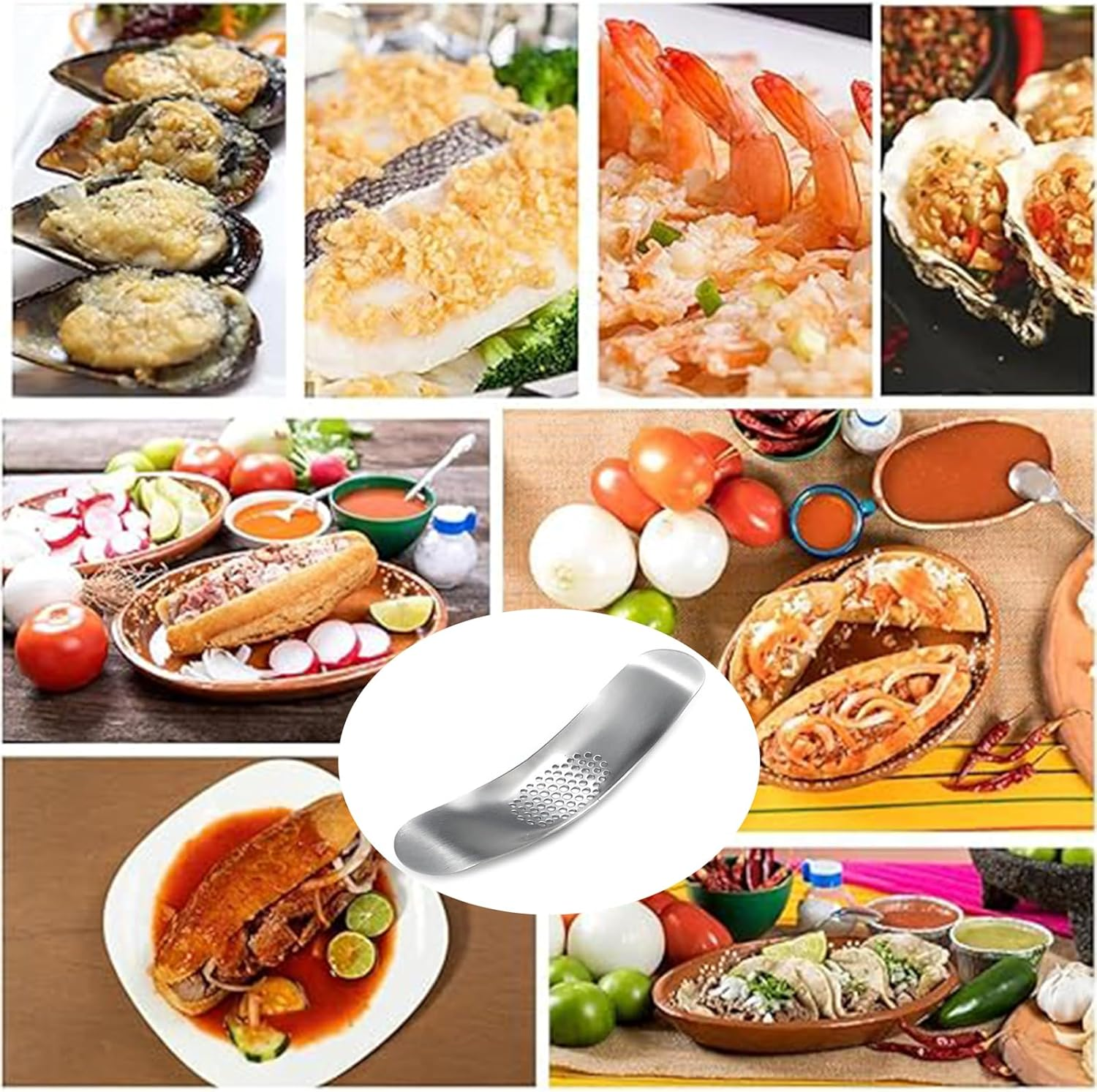 2 Pcs Garlic Presses Stainless Steel Garlic Crusher Household Garlic Mincer Device Garlic Crusher Mince Ergonomic Heavy Duty Kitchen Cooking Gadget Garlic Press Rocker for Picnic Camping Cafeteria image number 4