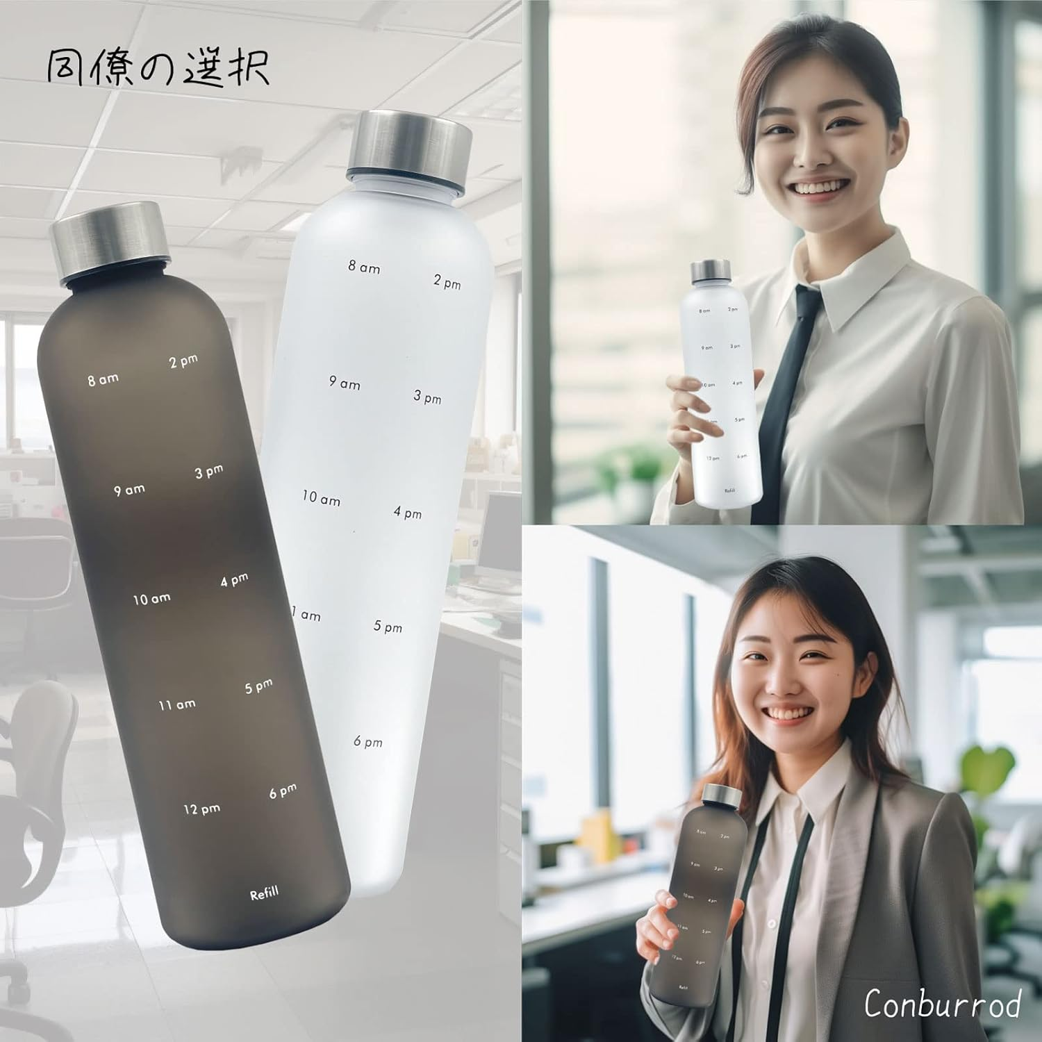 Lightweight Water Bottle Water Bottle 1000Ml with Time Marker Transparent Mint Motivational Measuring Time and Volume BPA Free Frosted Plastic Screw-In Stainless Steel Lid for Gym, Sports - Red image number 4