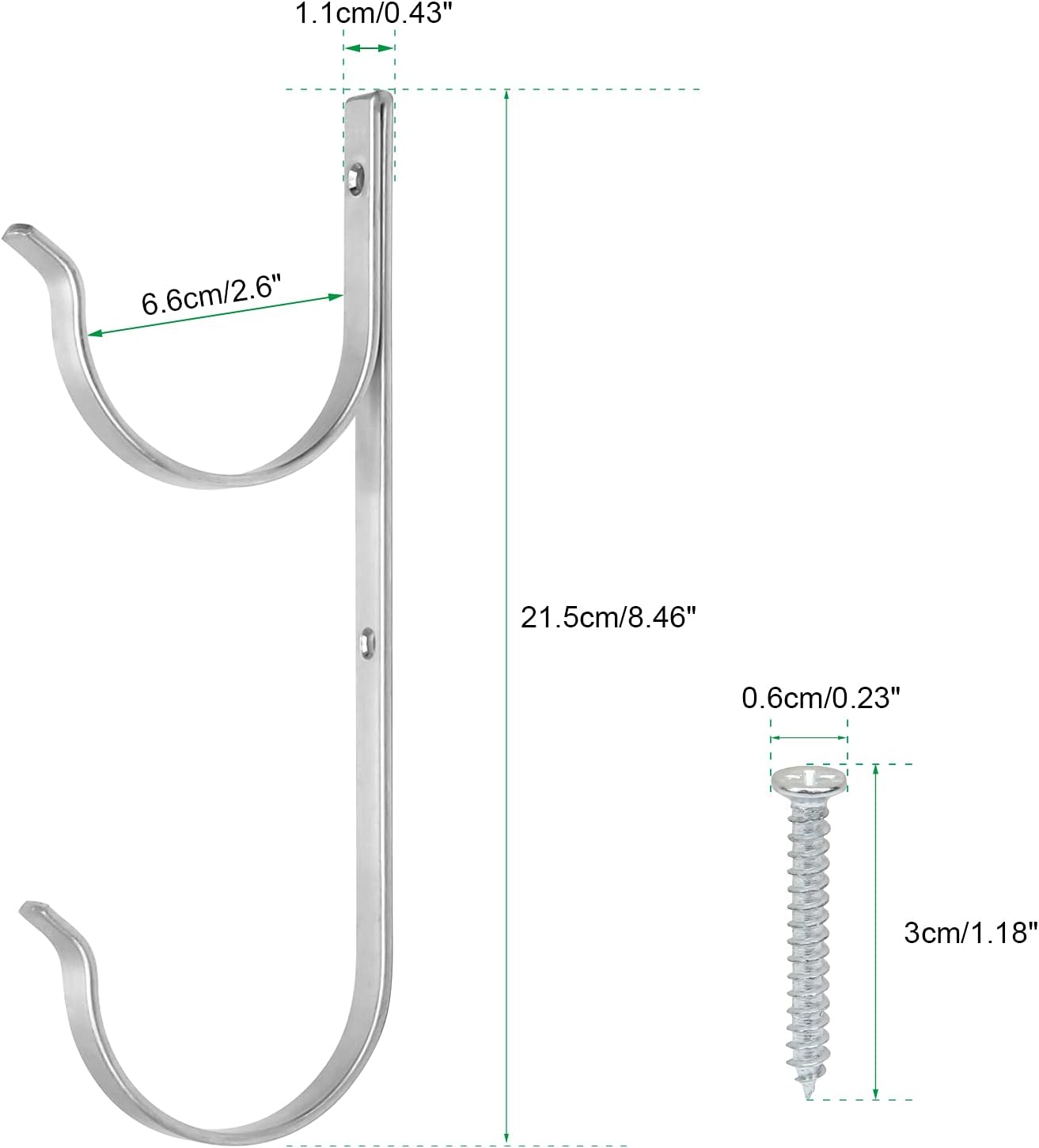 Coolrunner 4Pcs Pool Pole Hangers, Aluminum Pool Equipment Hooks with 8 Screws Pool Organizer Hooks Fence Holder for Pool Hose Skimmer Net Pool Brush Fishing Rod Gardening and Pool Supplies image number 1