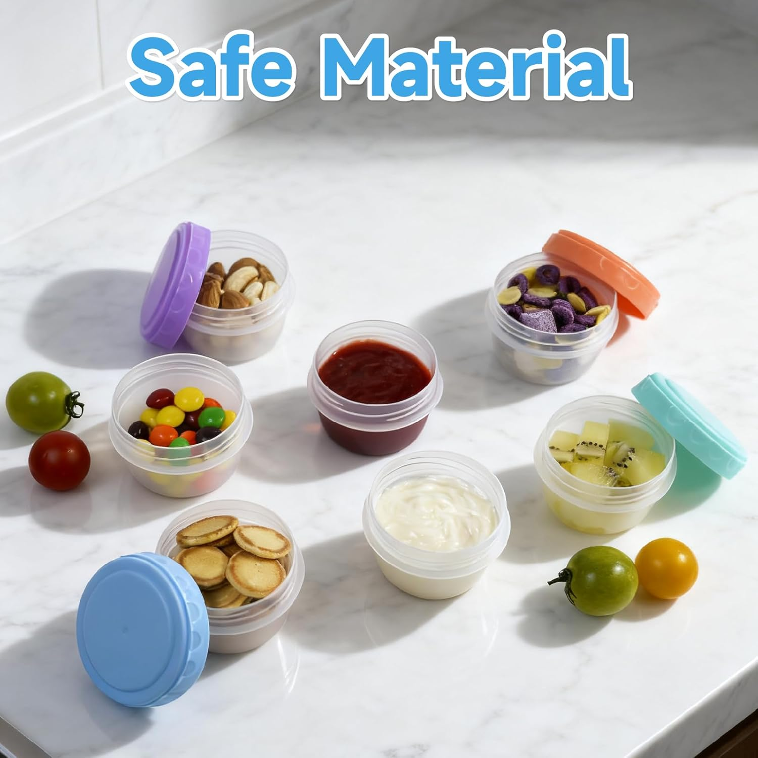 VORELIA 8 Pack 2.7 OZ Snack Containers with Lids, Reusable Sauce Container for To-Go Sauce, Salad Dressings, Condiment, Snackle Box for Nuts, Snacks, Purees, Travel Snack, Dishwasher Safe image number 1