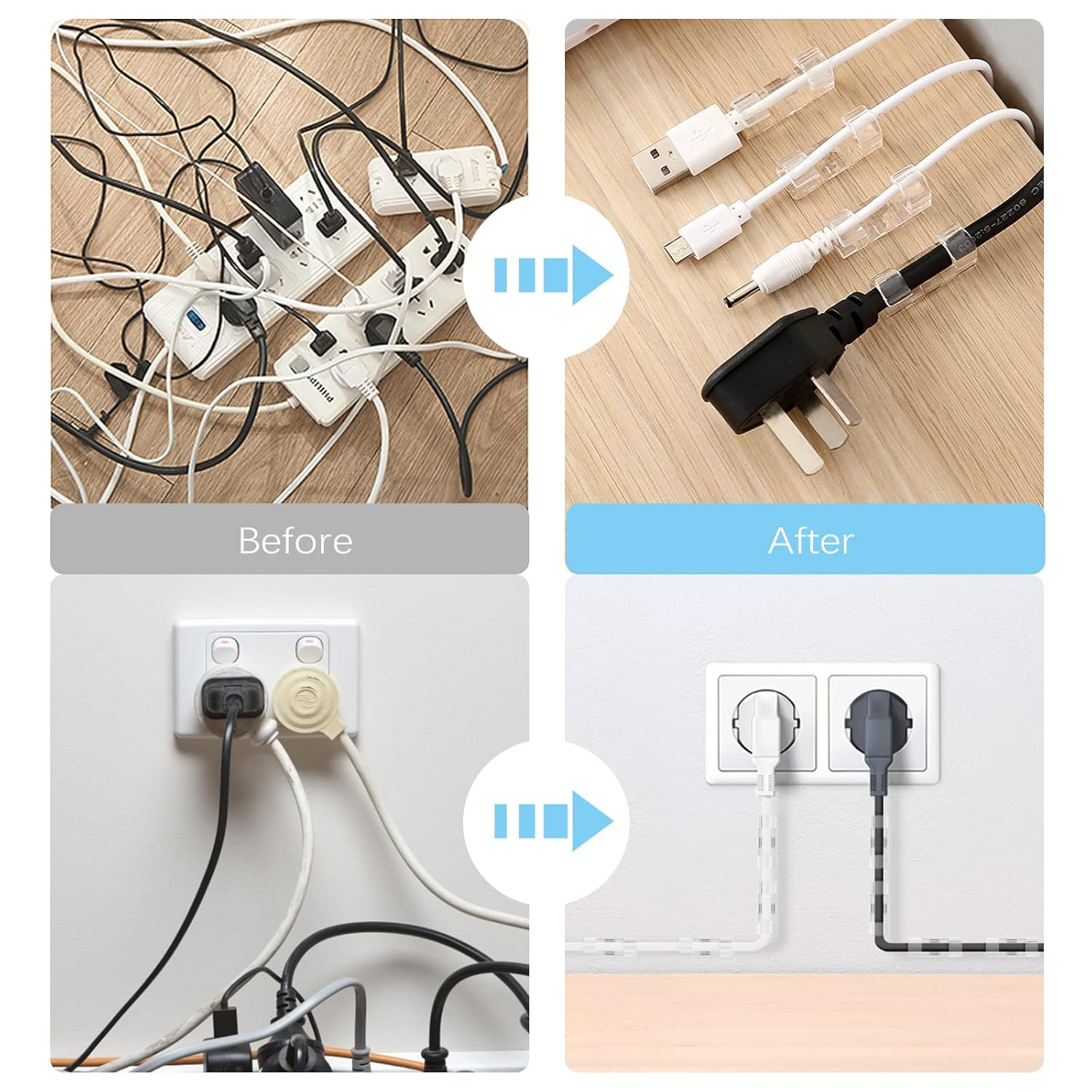 VIPMOON 80 Pack Transparent Cable Clips, Strong Self-Adhesive Cable Clips Organizer Cord Holder, Durable Cable Wire Management for 4-6Mm Cables image number 5