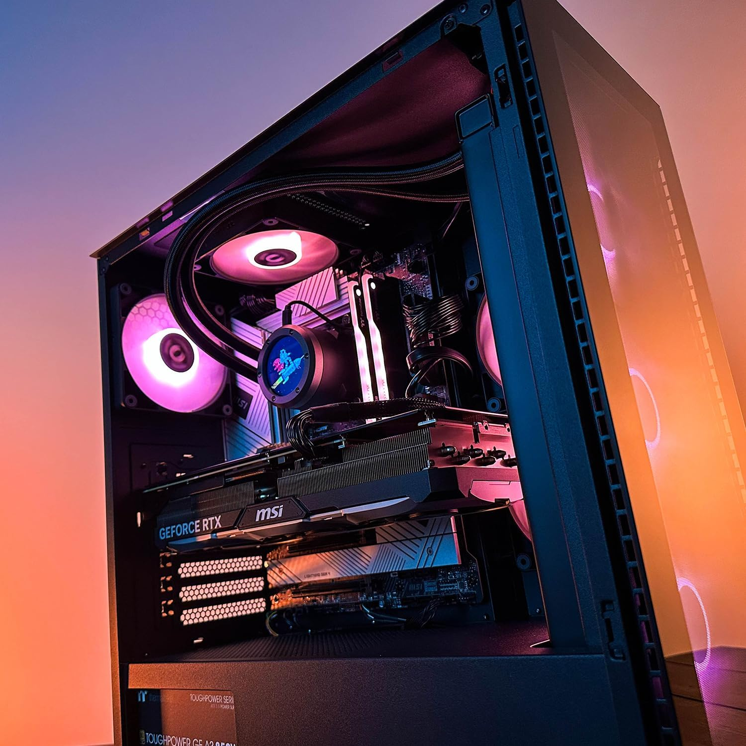 Thermaltake Computer System Rapture PRO V5 &ndash; AMD 7500F/ 4070 Super/ B650 Wifi/ 32G RGB D5/ Customizable LCD RGB AIO/ V350 Black, CA-4T2-00D1WA-02 image number 1