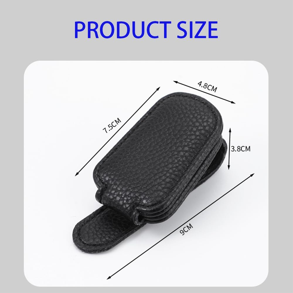 Multi-Functional Car Sunglasses Clip, Automotive Leather Eyeglass Holder, In-Car Sun Visor Eyeglass Clamp, Vehicle Sunglasses Card Clip, Magnetic Portable Eyewear Clip. 2 Pack image number 2