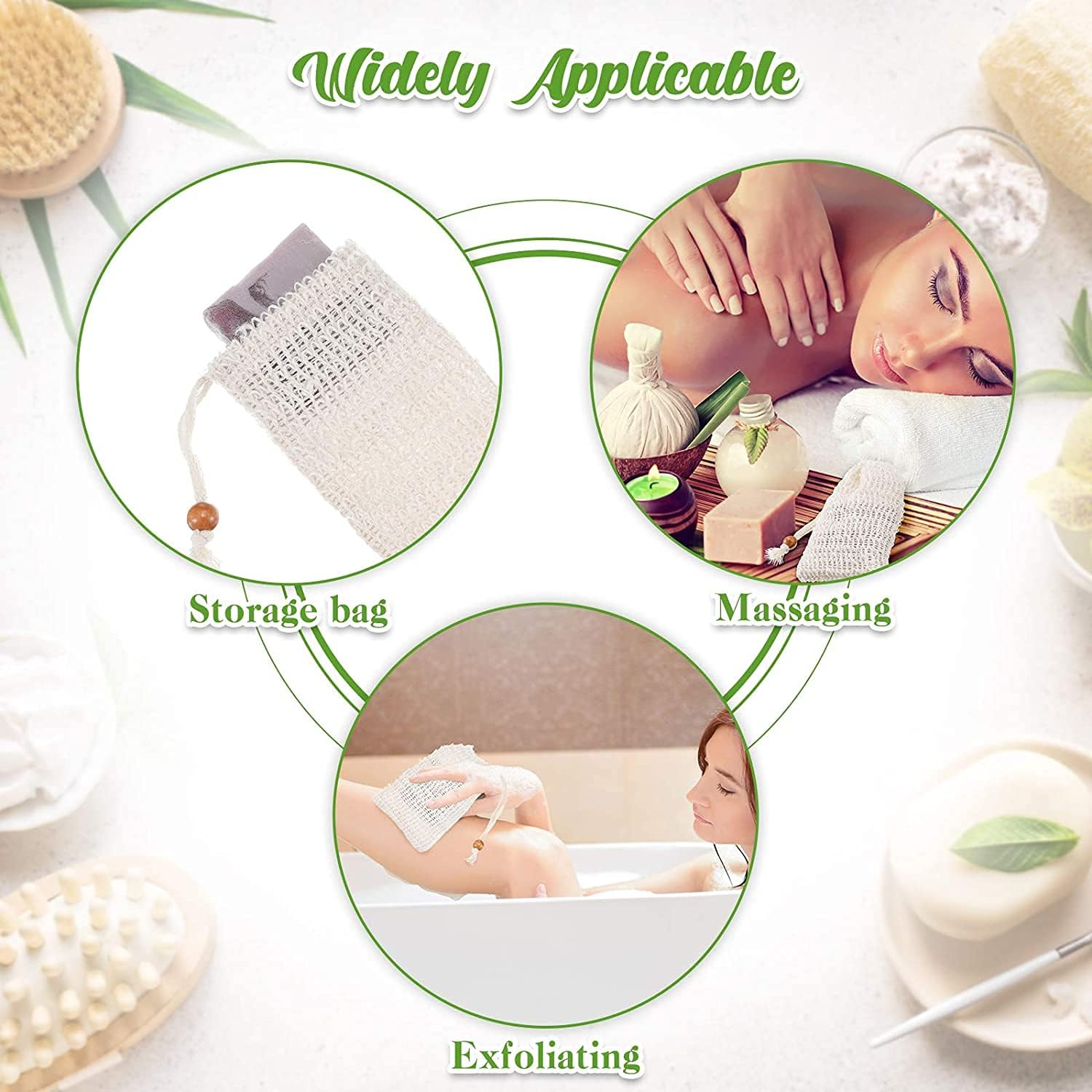 Tuperoymse 36 Pack Soap Exfoliating Bags,Soap Saver Made Sisal Mesh Soap Bag Bar Soap Bag with Drawstring for Bath & Shower Use image number 1