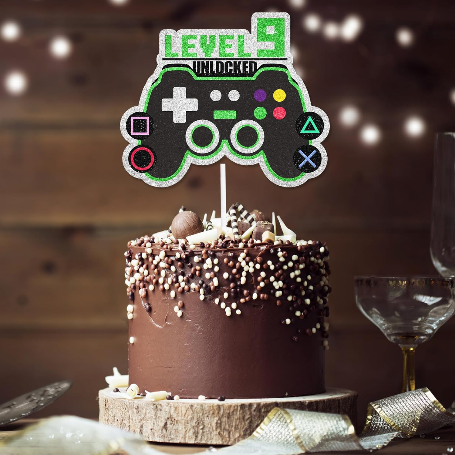 Game Controller Cake Topper Video Game Theme Level up 9 Happy Birthday Unlocked Decoration, Boys and Girls Birthday Party, Game Night, or Anniversary Party Decoration, Birthday Gift for Kids.Liangss - 11Th image number 7