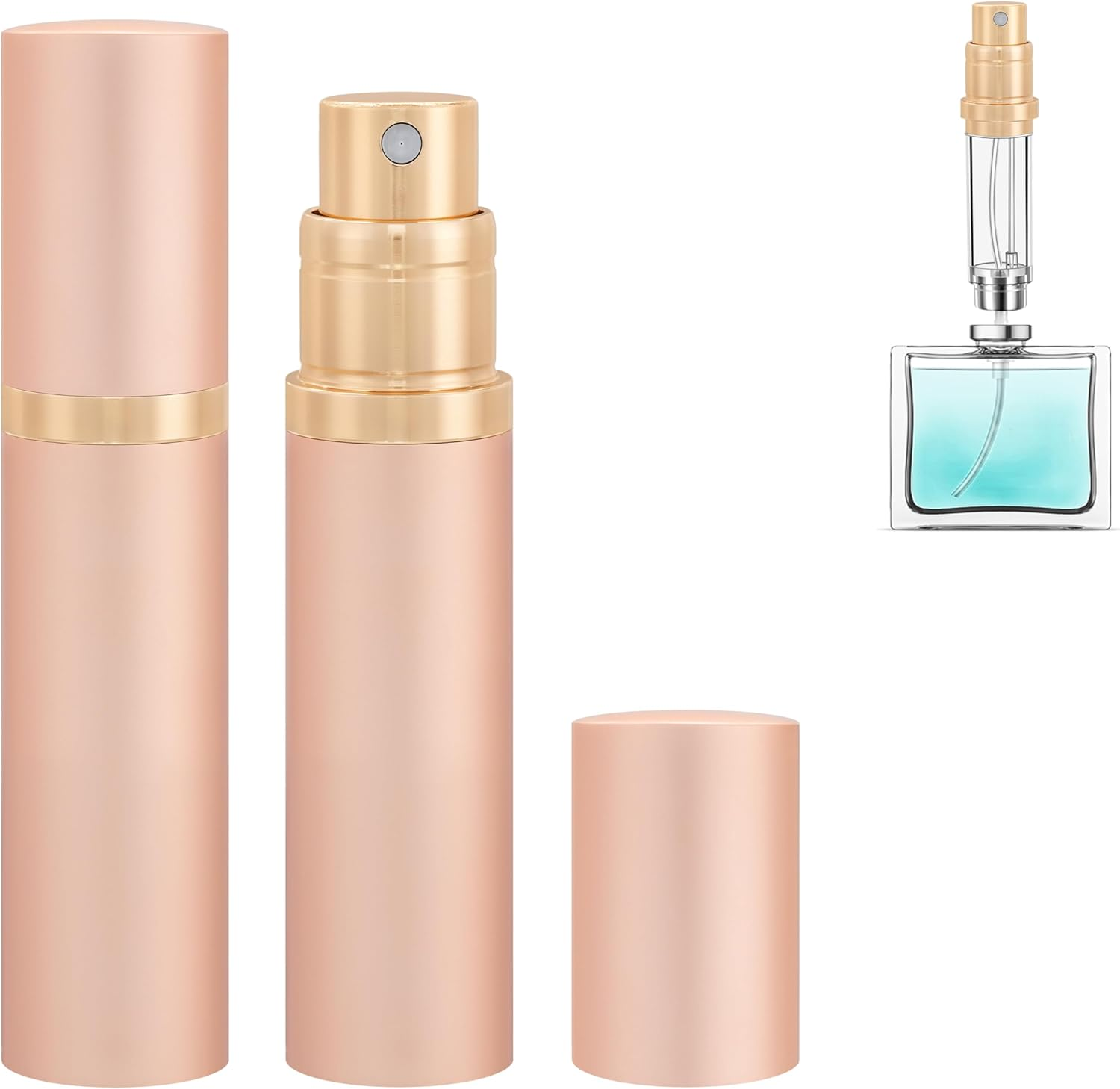 Travel Refillable Perfume Atomiser Bottle - 5Ml Leakproof Travel Perfume Refillable Bottle, Perfume Atomizer (Black & Black) - Rose Gold image number 2