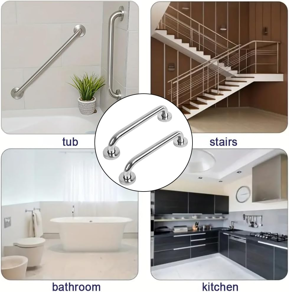 2 Pack Anti-Slip Bathroom Grab Bar Safe Handrail Grab Bar Stainless Steel Bathroom Bath Tub Handrail Non-Slip Anti-Fall Holder Bathroom Support Handle image number 5