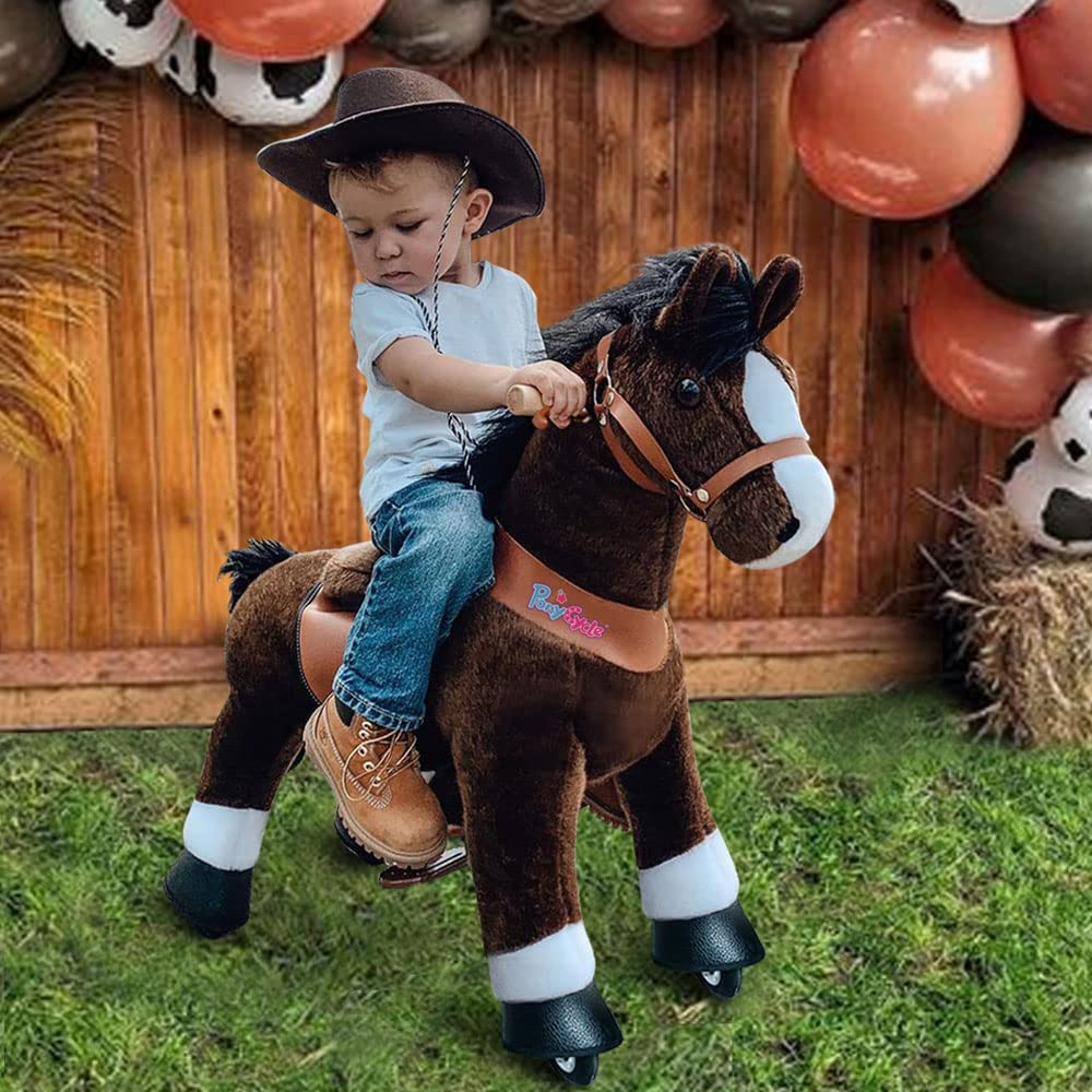 Ponycycle Authentic Ride on Horse Toy Walking Horses (With Brake/ 35" Height/ U4 for Age 4-9) Ride Horse Giddy up Pony Toy Chocolate Brown Ux421