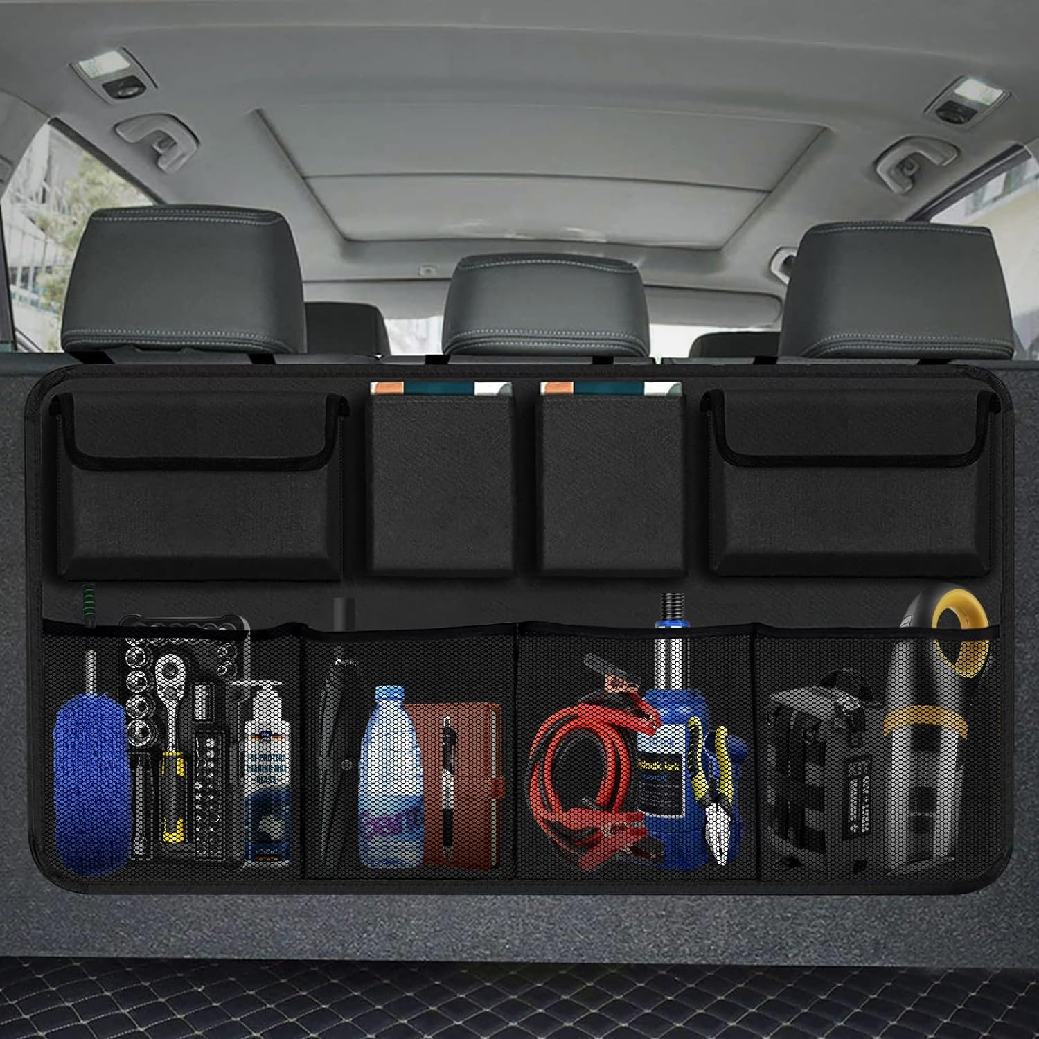 Trunk Organizer for Car, Large Capacity Car Organizers and Storage with 9 Pockets, Waterproof Backseat Hanging Organizer for SUV, Truck, MPV, Car Interior Accessories for Men and Women