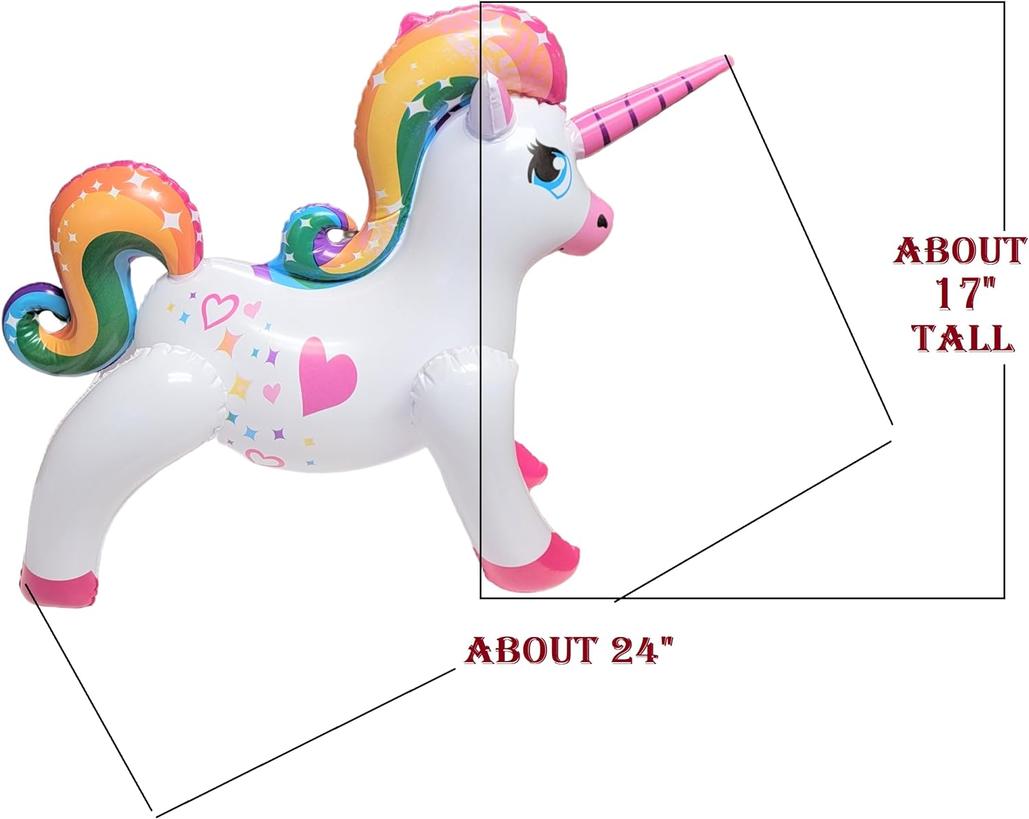 Large Colorful Blow-Up Rainbow Unicorns (24 Inches) Inflatable Birthday Party Pool Decoration. (6 Pack) image number 2