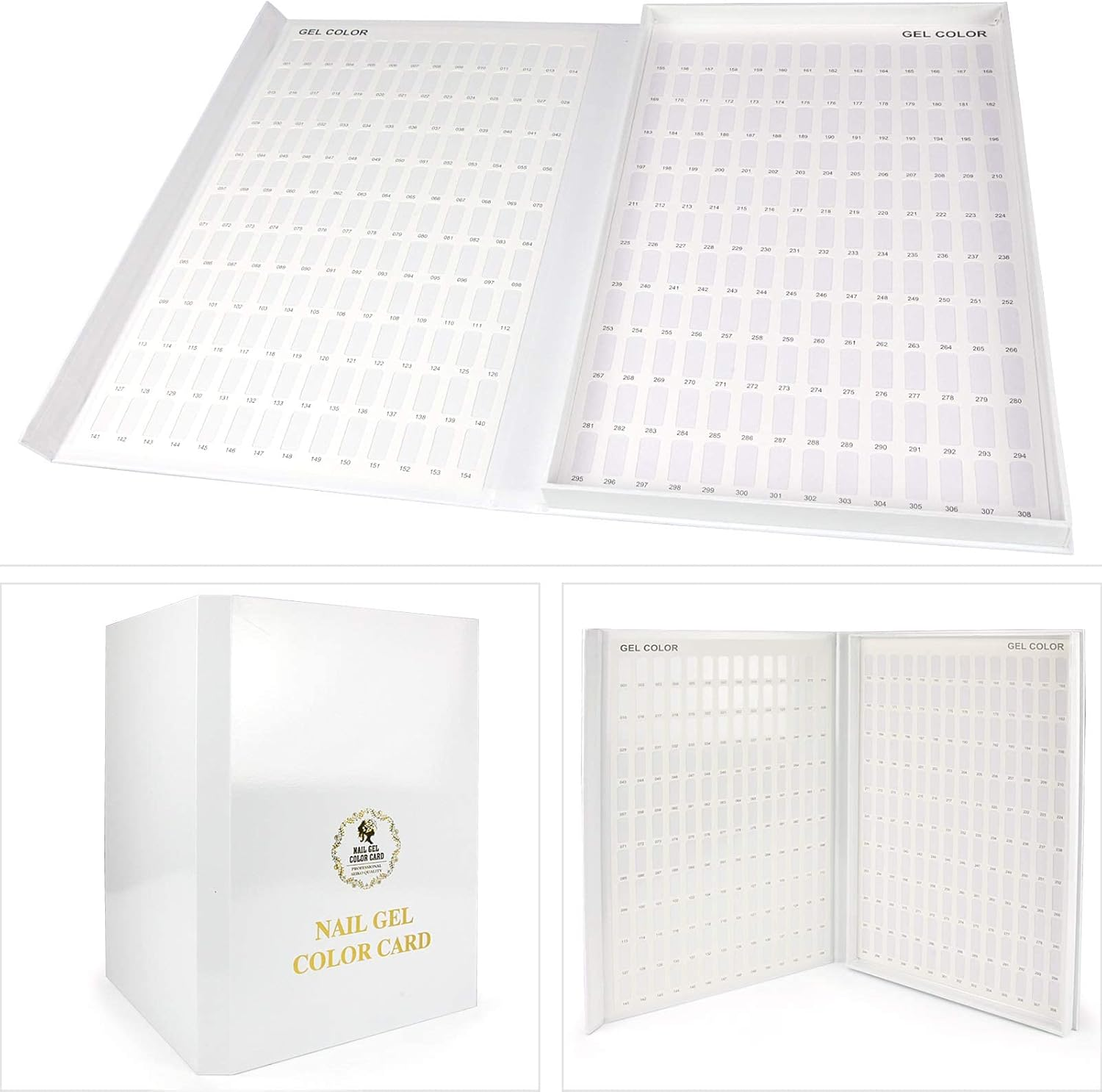 308 Nail Color Chart Display, UV Gel Polish Book Nail Painting Practice Design Board, Fake Tips Nails Sample Display Nail Art for Nail Salons, DIY Nail Art at Home image number 1