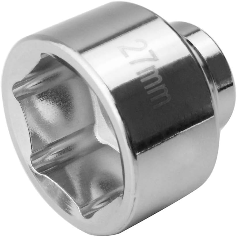 Ibetter 27Mm 6-Point Socket, Low Profile Oil Filter Wrenc, 3/8" Drive Heavy Duty Oil Filter Cap Removal Tool for Mercedes-Benz A-Class,Ford,Renault,Nissan,Dodge,Hyundai,Kia,Mini,Fiat. (Silver) image number 2