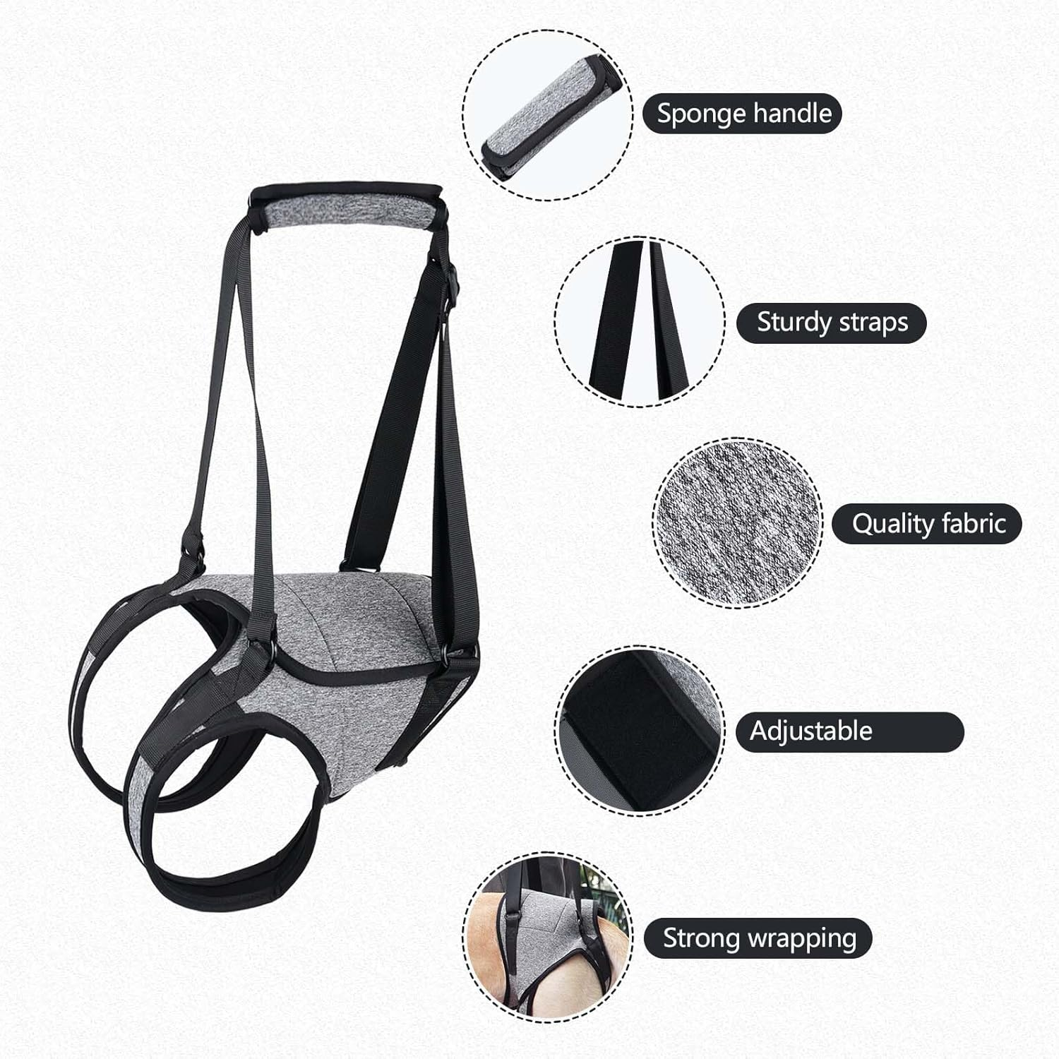 UOSIA Dog Sling for Back Legs Hip Support Harness Adjustable Padded Breathable Straps Pet Support & Recovery Sling to Help Lift Rear for Old Dog Walking image number 2