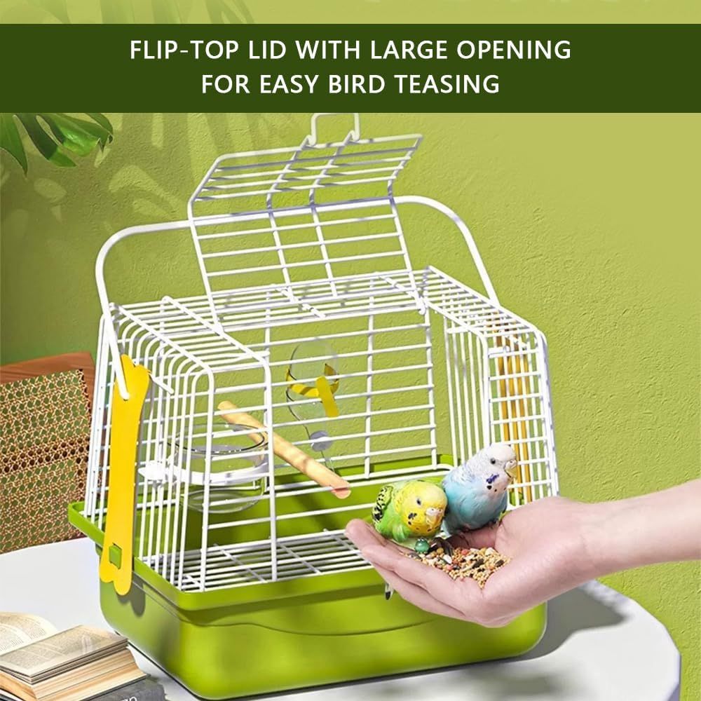 Large Portable Bird Cage &ndash; Flat Top Stackable Travel Cage for Small Birds, Parrots, Hamsters & Hedgehogs, Durable Metal Wire Crate with Food Bowl, Breathable & Lightweight Design image number 6