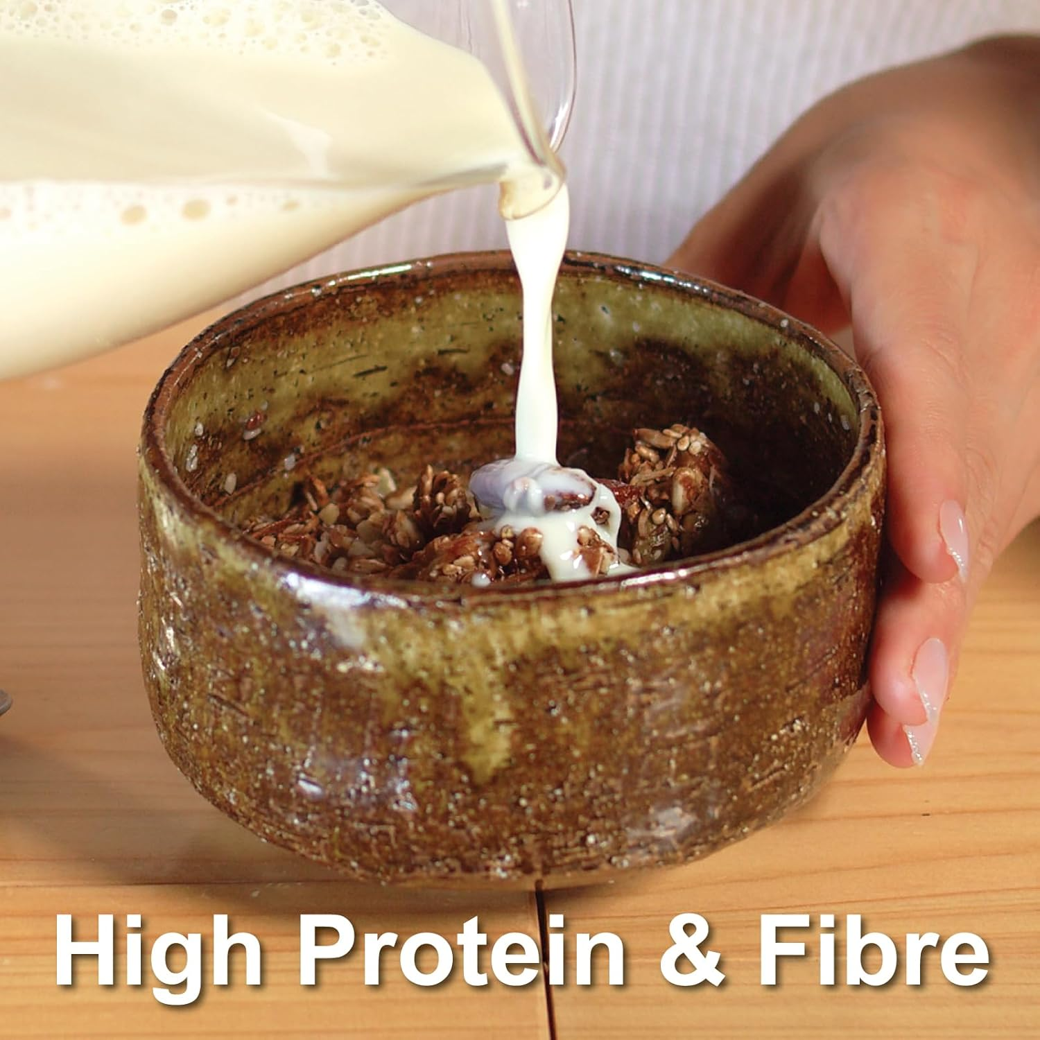 FARMER JO Paleo Cacao Gluten Free Granola - High Protein 23.4G Healthy Chocolate Flavored Breakfast Cereal | Keto Freindly, Dairy Free, Grain Free, High Fibre, Low Sodium - Resealable Bag (5 Bags X 300G) image number 4