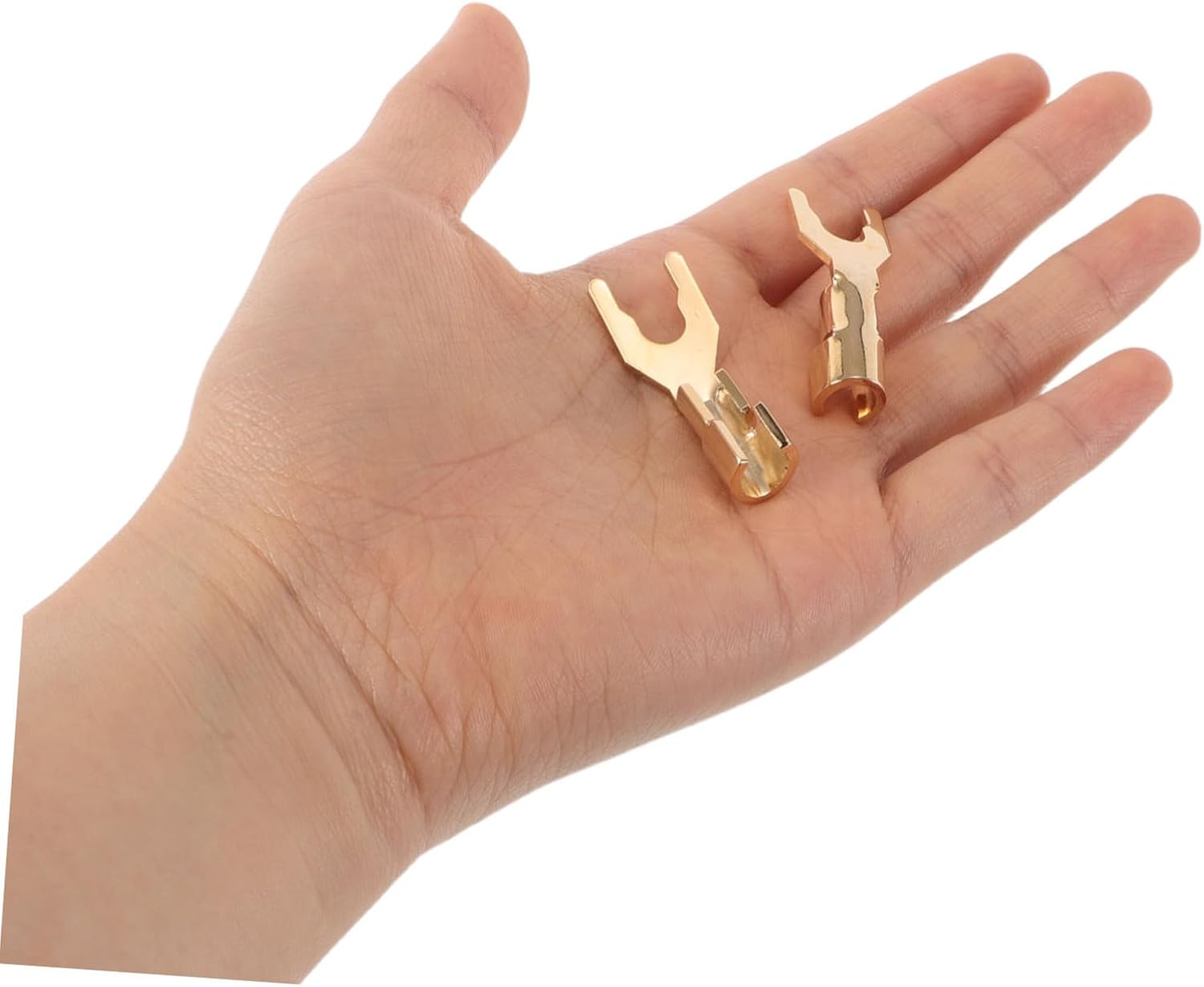 Toddmomy 2Pcs Speaker Connector Gold Plated Y Spade Plugs for Hifi Audio Amplifiers Home Theater Use Speaker Wire Cable image number 5