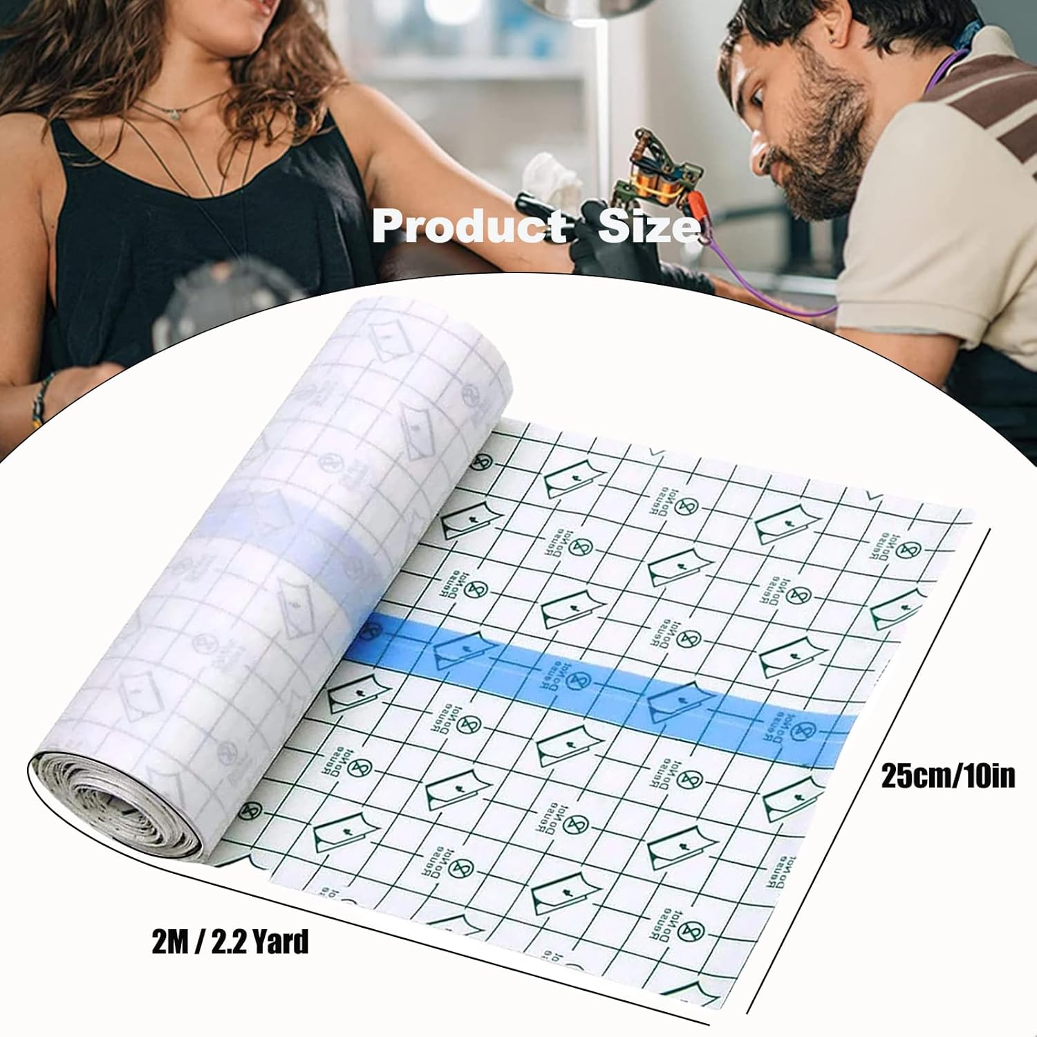 Yuelong Tattoo Aftercare Bandage 10&rdquo; X 2.2 Yd Waterproof Transparent Film, Second Skin Tattoo Cover up Patch Tattoo Protection Film for Artists, Studios & Fast Healing image number 2