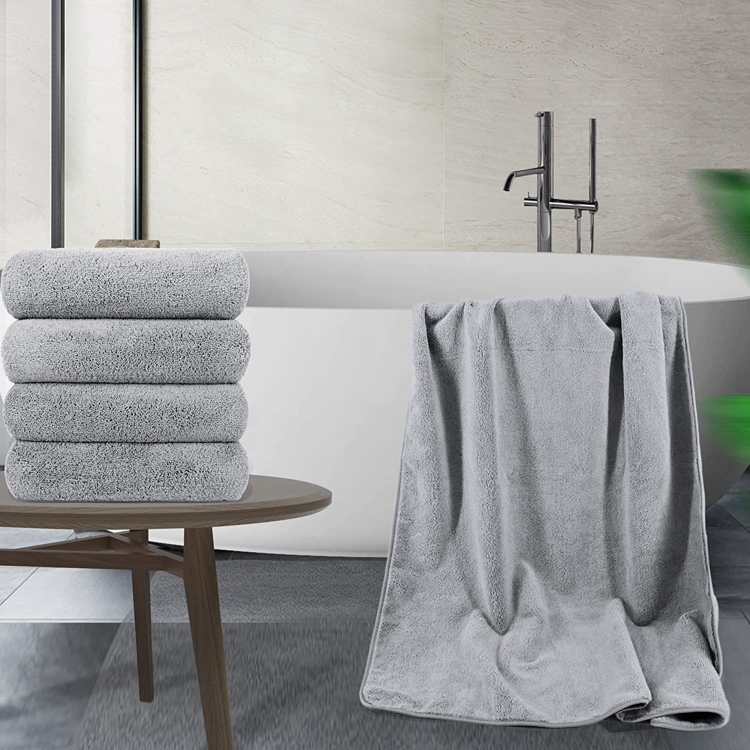 Polyte Quick Dry Lint Free Microfibre Bath Towel, 76 X 145 Cm, Pack of 4 (Grey) image number 4