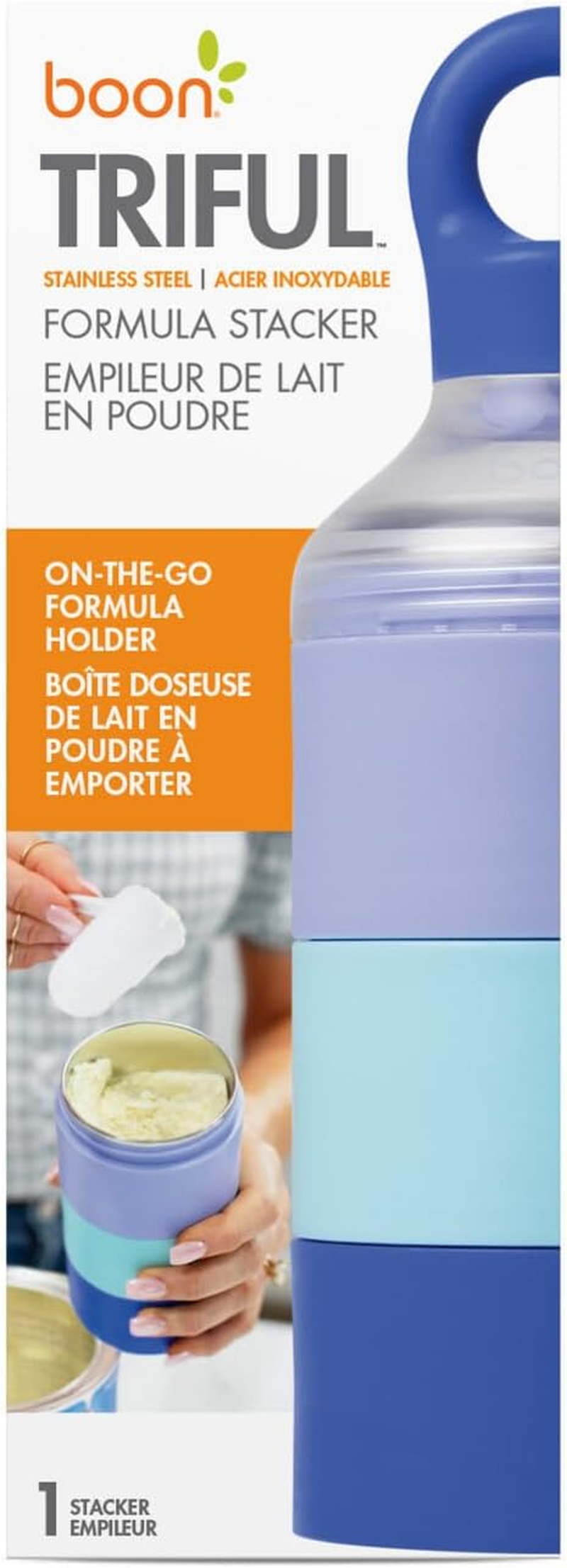 Boon TRIFUL&trade; Stainless Steel On-The-Go 3 Pod Formula Stacker Container, Blue image number 5