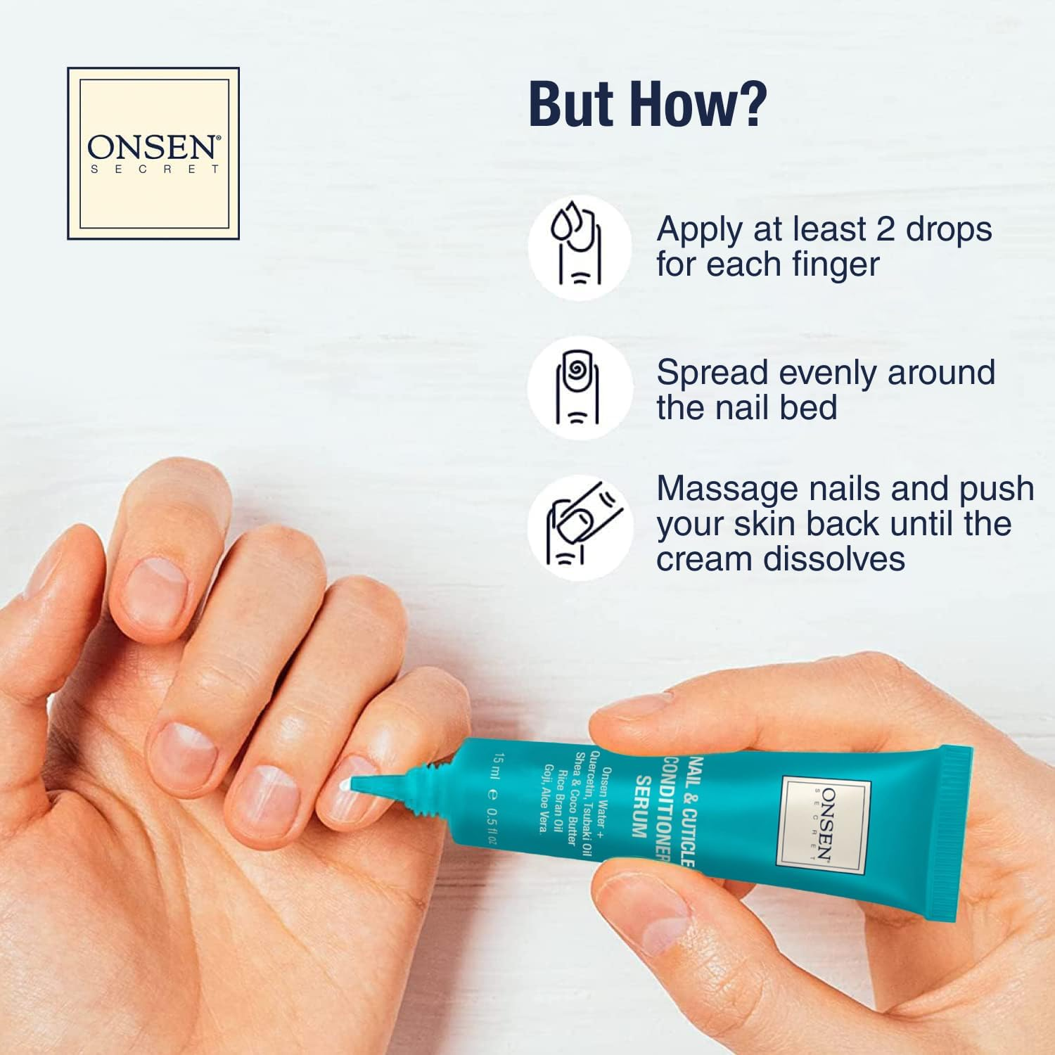 Onsen Secret Nail Reboot Duo - Treatment for Damaged Nails - Natural Nail Care & Cuticle Repair - Visible Results for Perfect Nails, Cuticle Conditioner Cream 15Ml & Nail Reboot Oil 10Ml image number 1