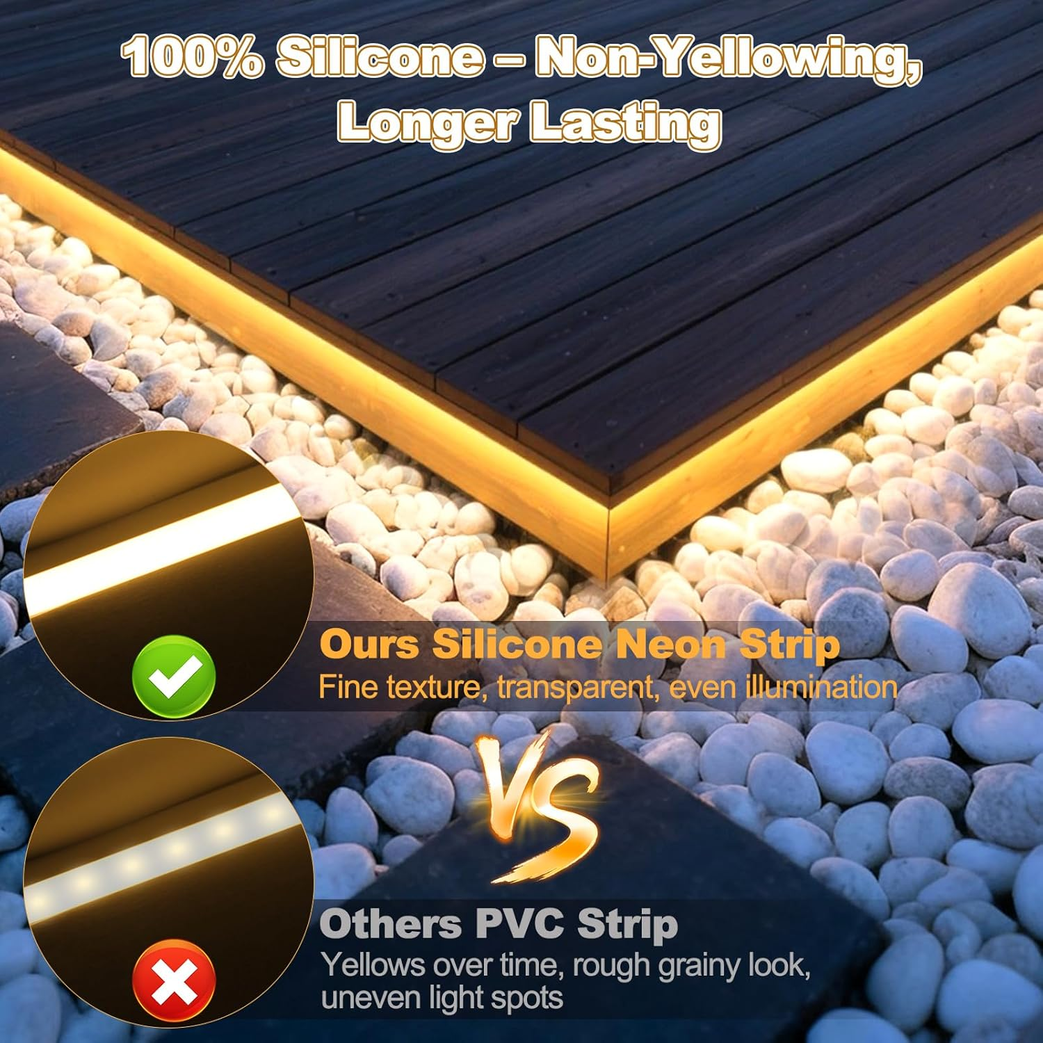 Langplus+ LED Neon Strip Lights 10M Dimmable 1200 Leds Warm White 2700K 24V LED Neon Rope Light IP65 Waterproof Silicone Flexible Neon Light Strips for Bedroom Kitchen Bar Outdoor Indoor Decor image number 4