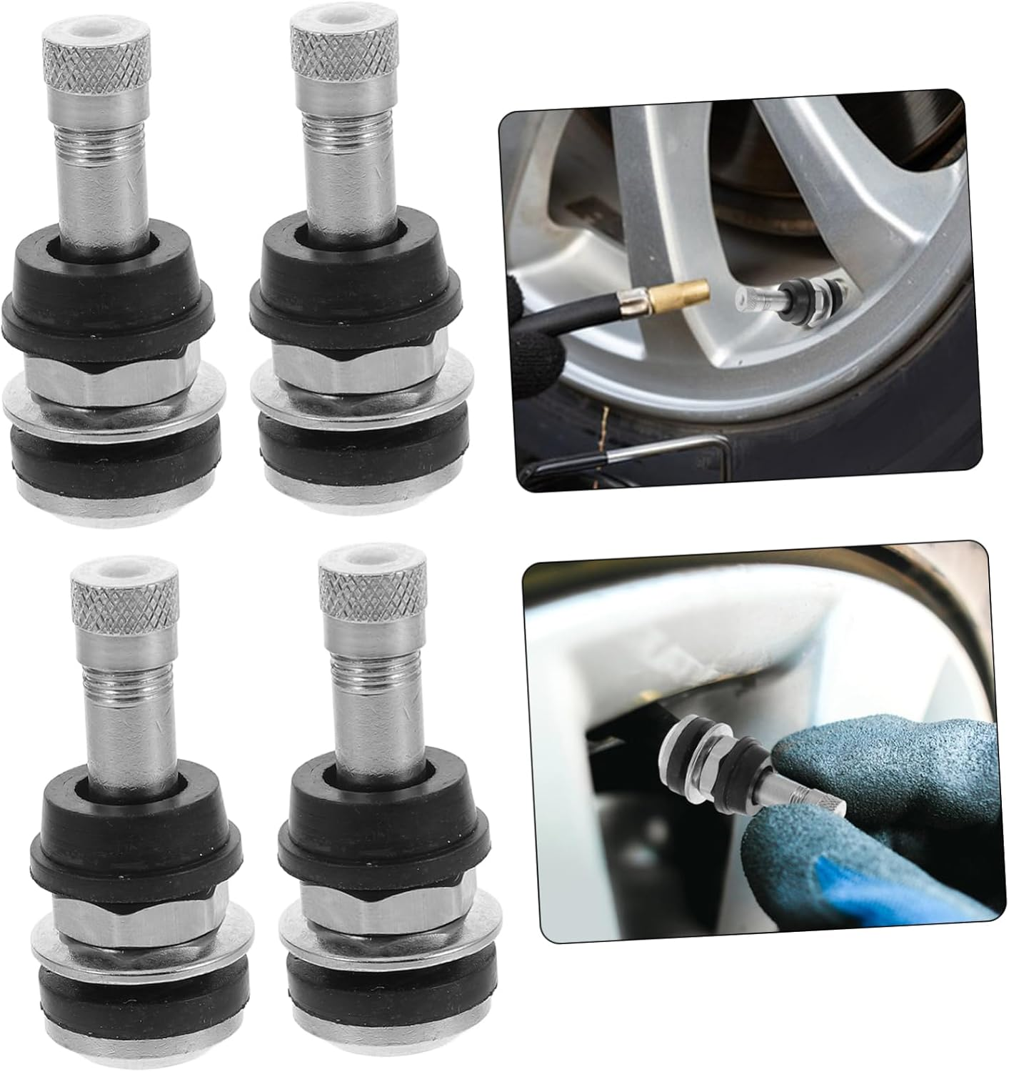 SEWOART 4Pcs Metal Valve Stem Replacement Kit Bike Tire Valve Stems Extender for Automotive Wheels image number 6