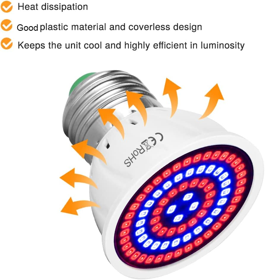 LED Grow Light Bulb Par16 Short Neck Bulb,Plant Light Bulbs E27 Base,5W Grow Bulb 50W Equivalent, Grow Light for Indoor Plants,2Pack image number 3